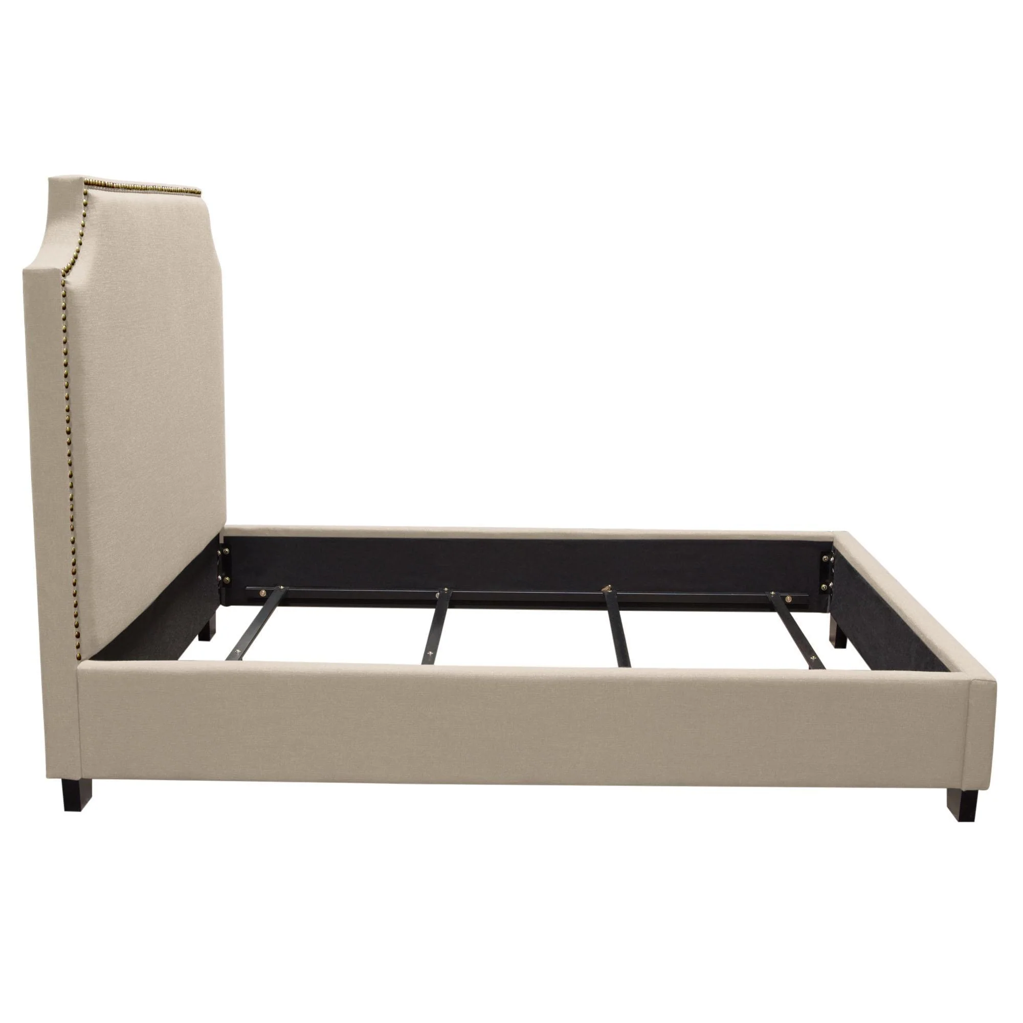 Kingston Eastern King Bed with Nail Head Accent by Diamond Sofa - Desert Sand Linen - Image 3