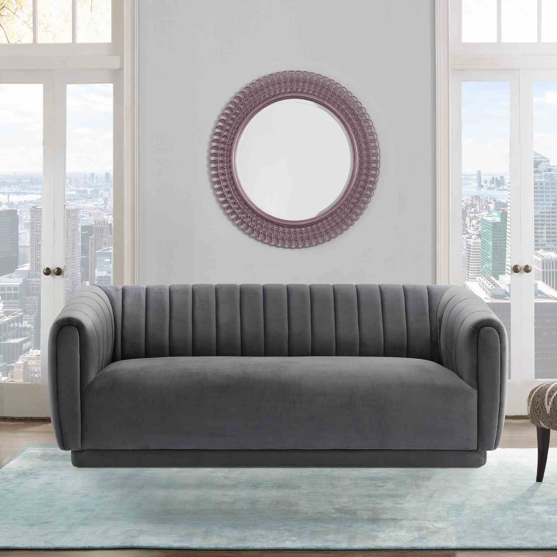 Kinsley Dark Gray Modern Velvet Sofa - Image 5