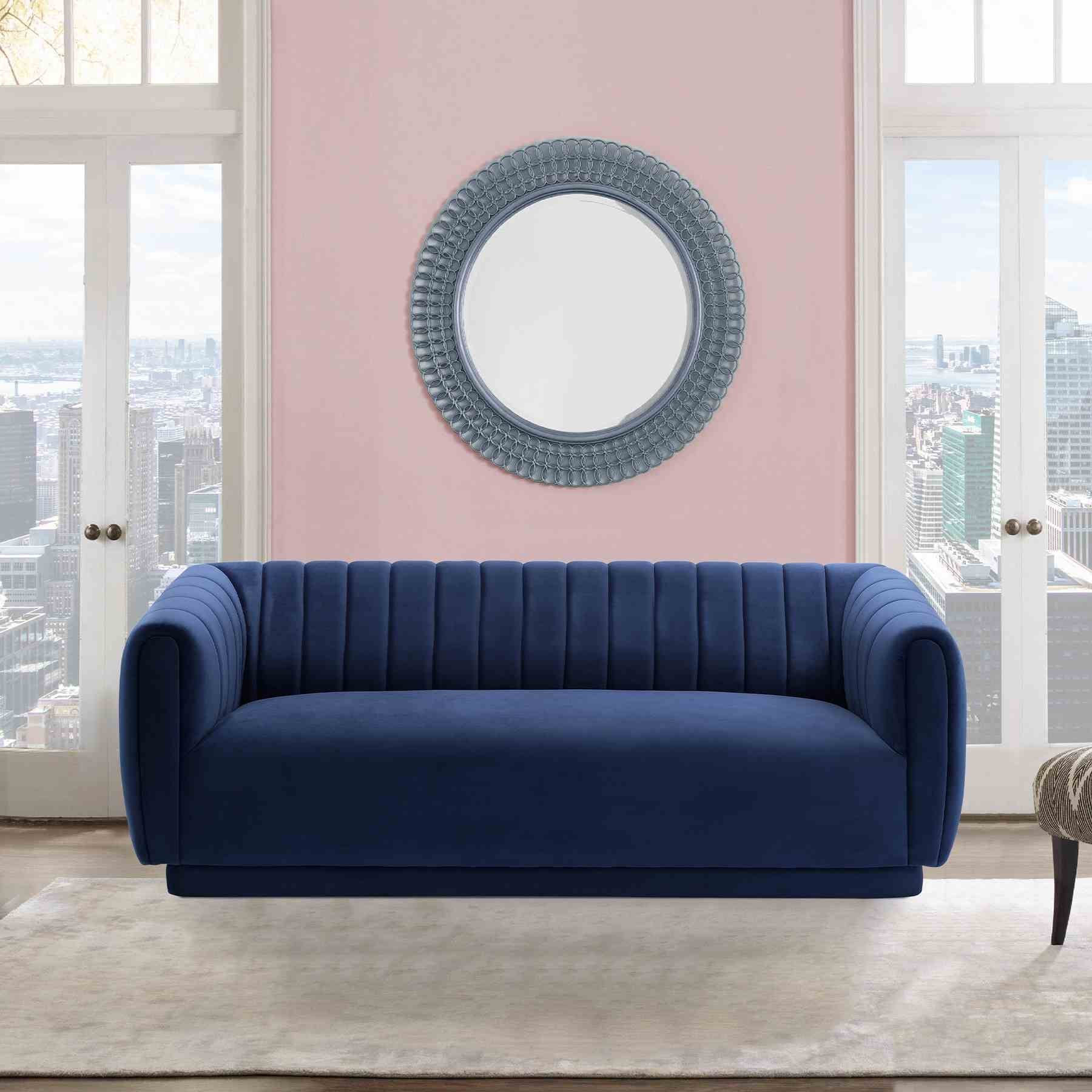 Kinsley Navy Modern Velvet Sofa - Image 5