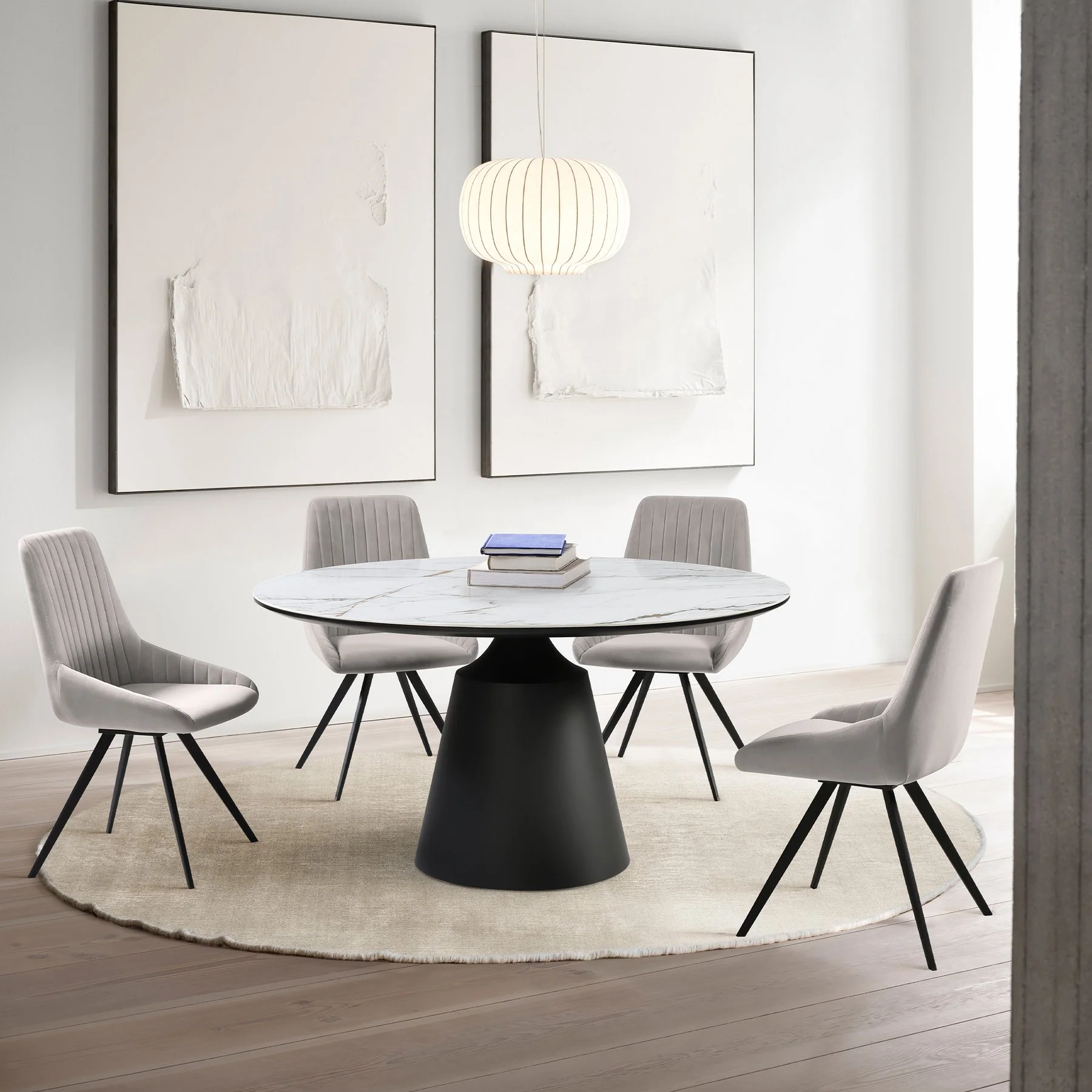 Knox Alison 5 Piece Dining Set with Gray Velvet Chairs - Image 11