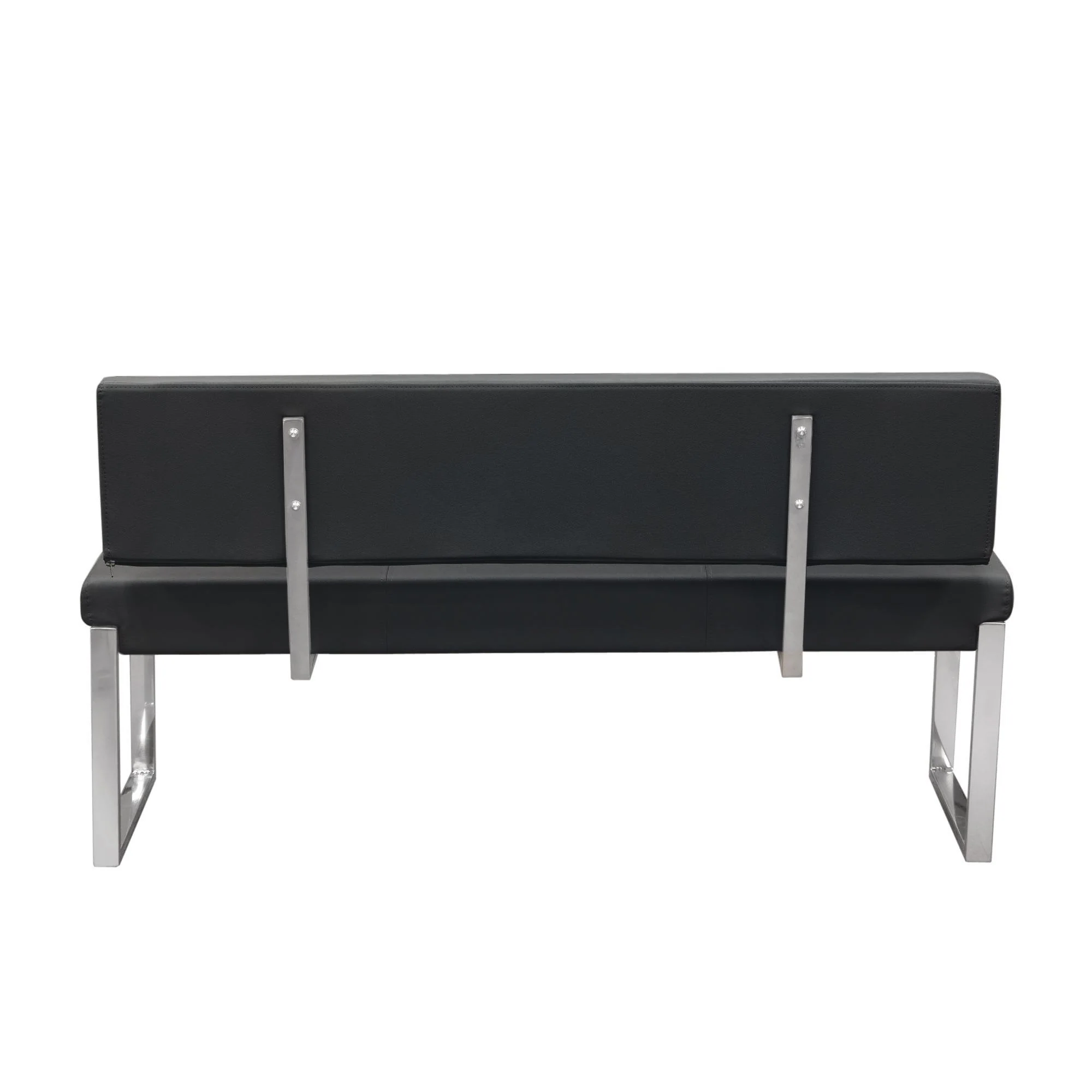 Knox Bench w/ Back & Stainless Steel Frame by Diamond Sofa - Black - Image 4