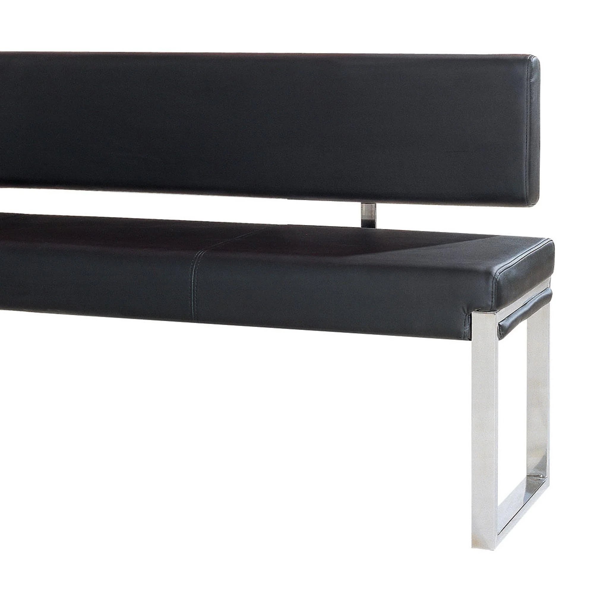 Knox Bench w/ Back & Stainless Steel Frame by Diamond Sofa - Black - Image 5