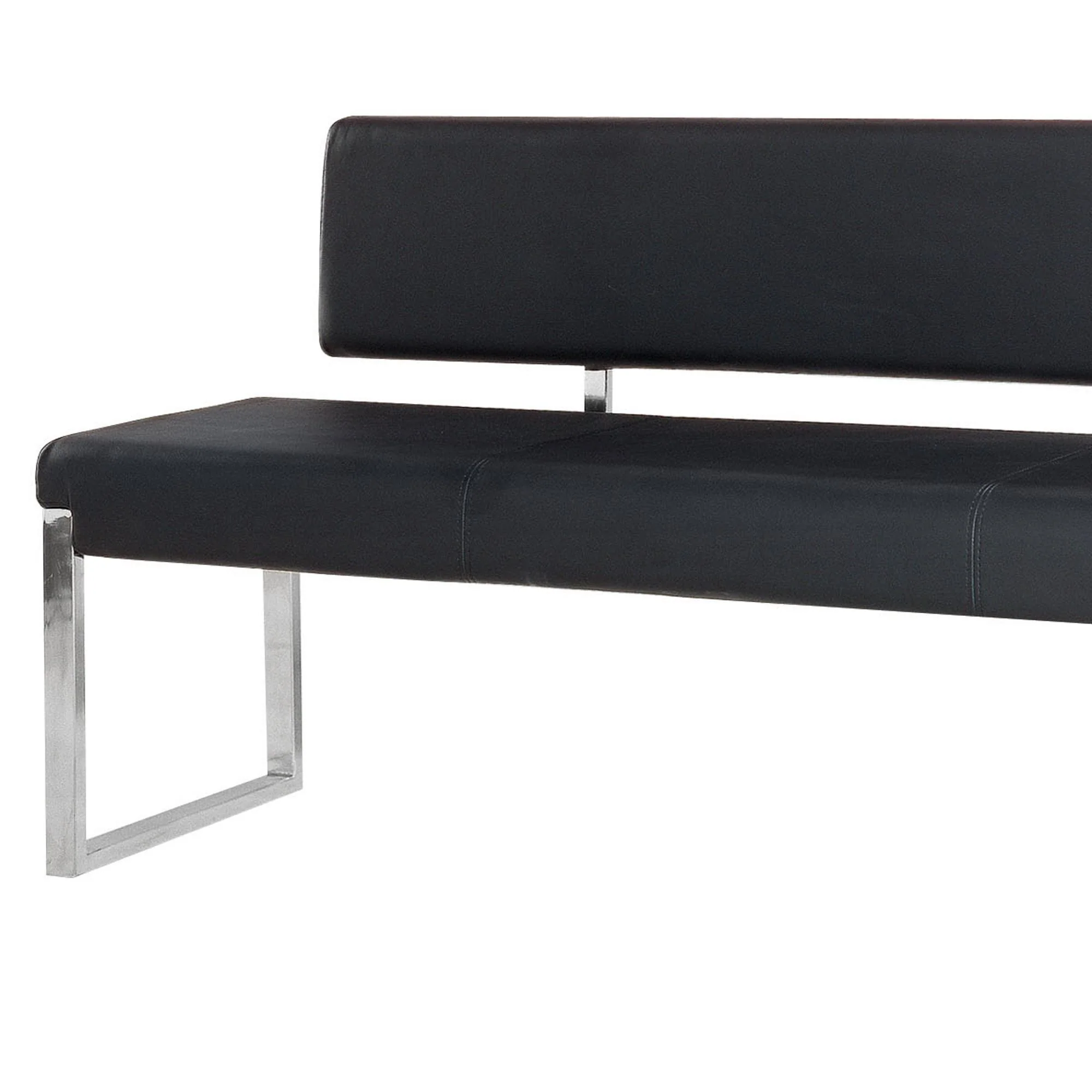 Knox Bench w/ Back & Stainless Steel Frame by Diamond Sofa - Black - Image 6