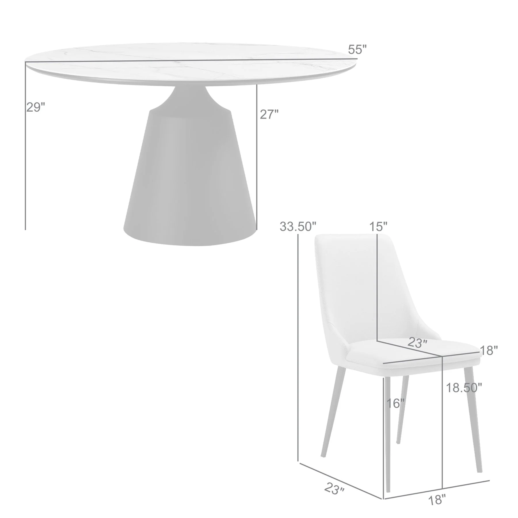 Knox Genesis 7 Piece Dining Set with Sintered Stone Top and Taupe Gray Faux Leather Chairs - Image 10