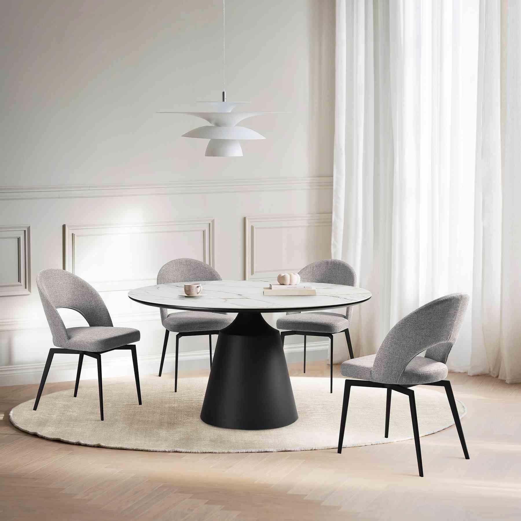 Knox Lucia 5 Piece Dining Set with Sintered Stone Top and Gray Fabric Chairs - Image 11