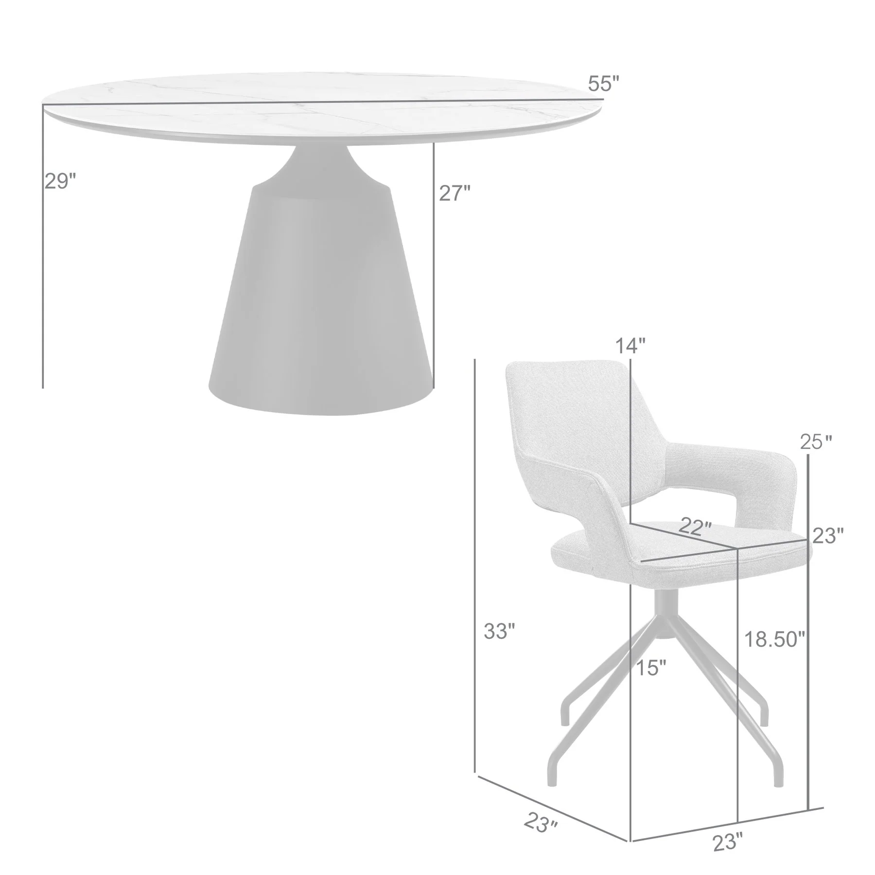 Knox Penny 7 Piece Dining Set with Sintered Stone Top and Brown Fabric Chairs - Image 10
