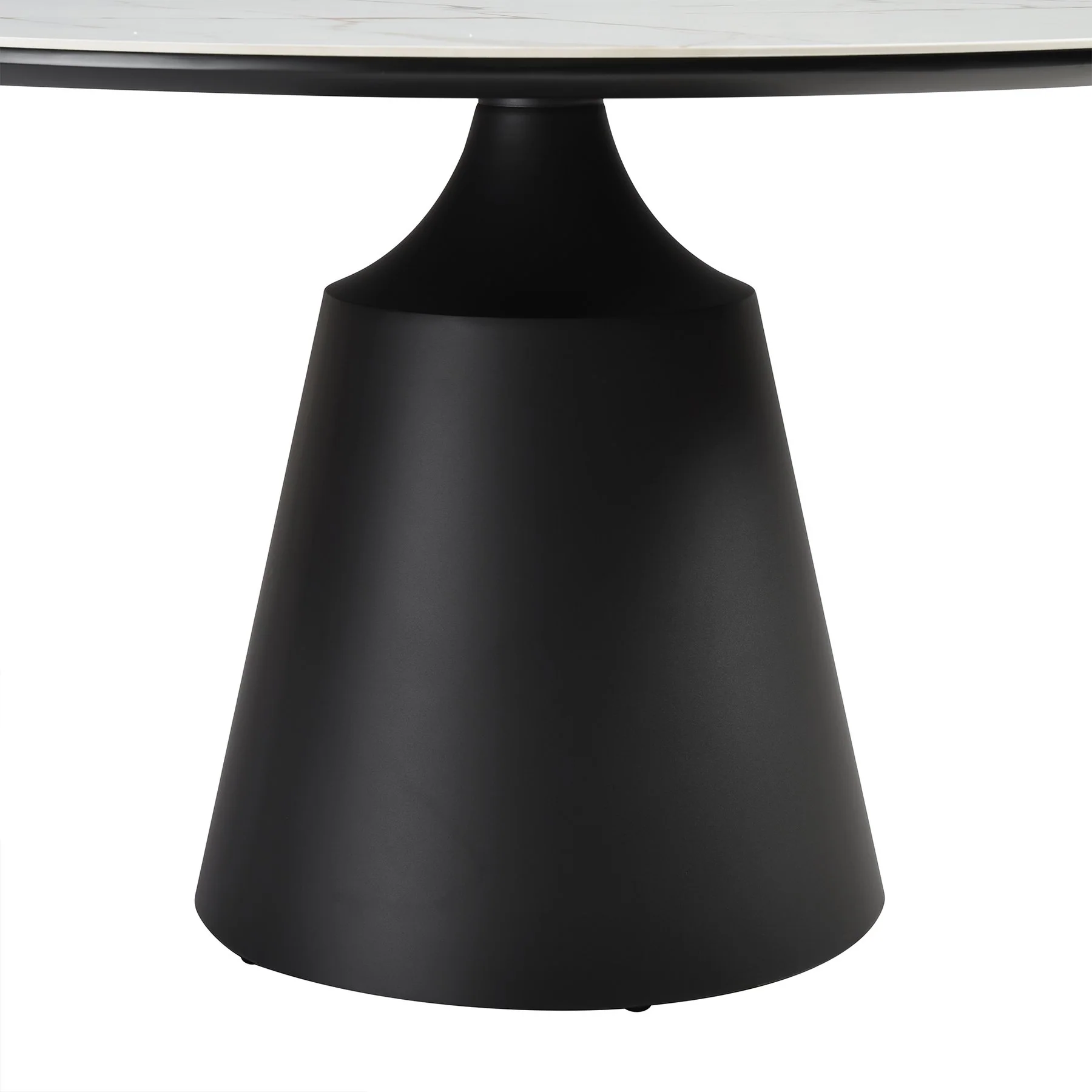 Knox Round Dining Table with Stone Top and Black Metal Base - Image 4