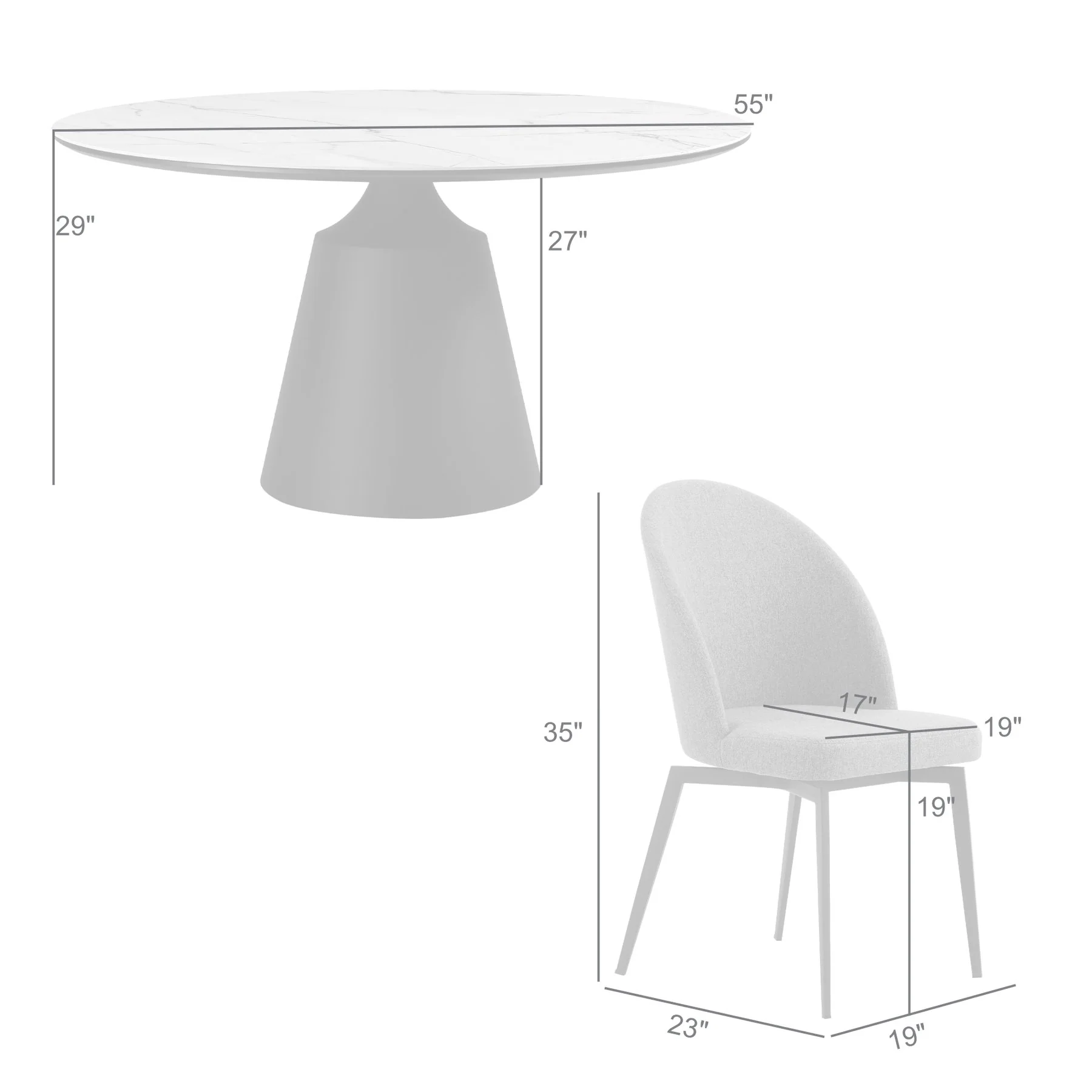 Knox Sunny 5 Piece Dining Set with Gray Fabric Chairs - Image 10