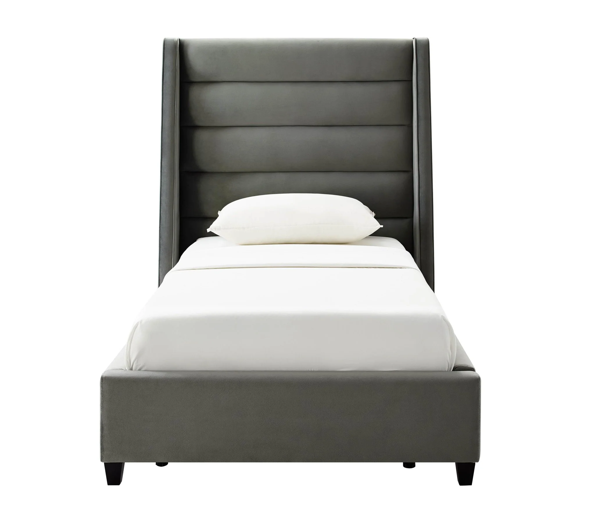 Koah Grey Velvet Bed in Twin - Image 3