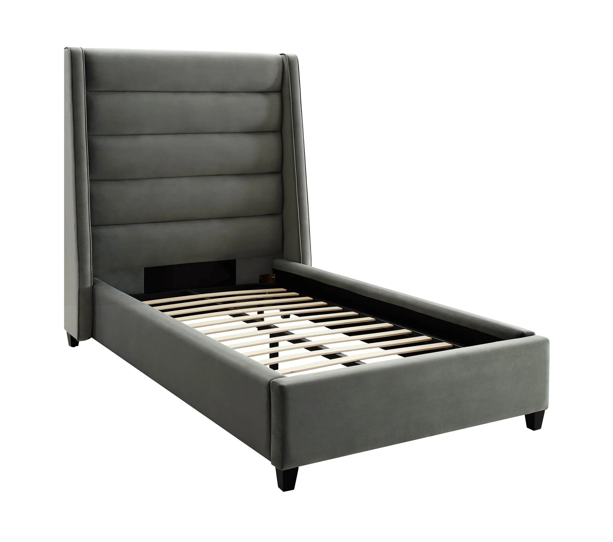 Koah Grey Velvet Bed in Twin - Image 4