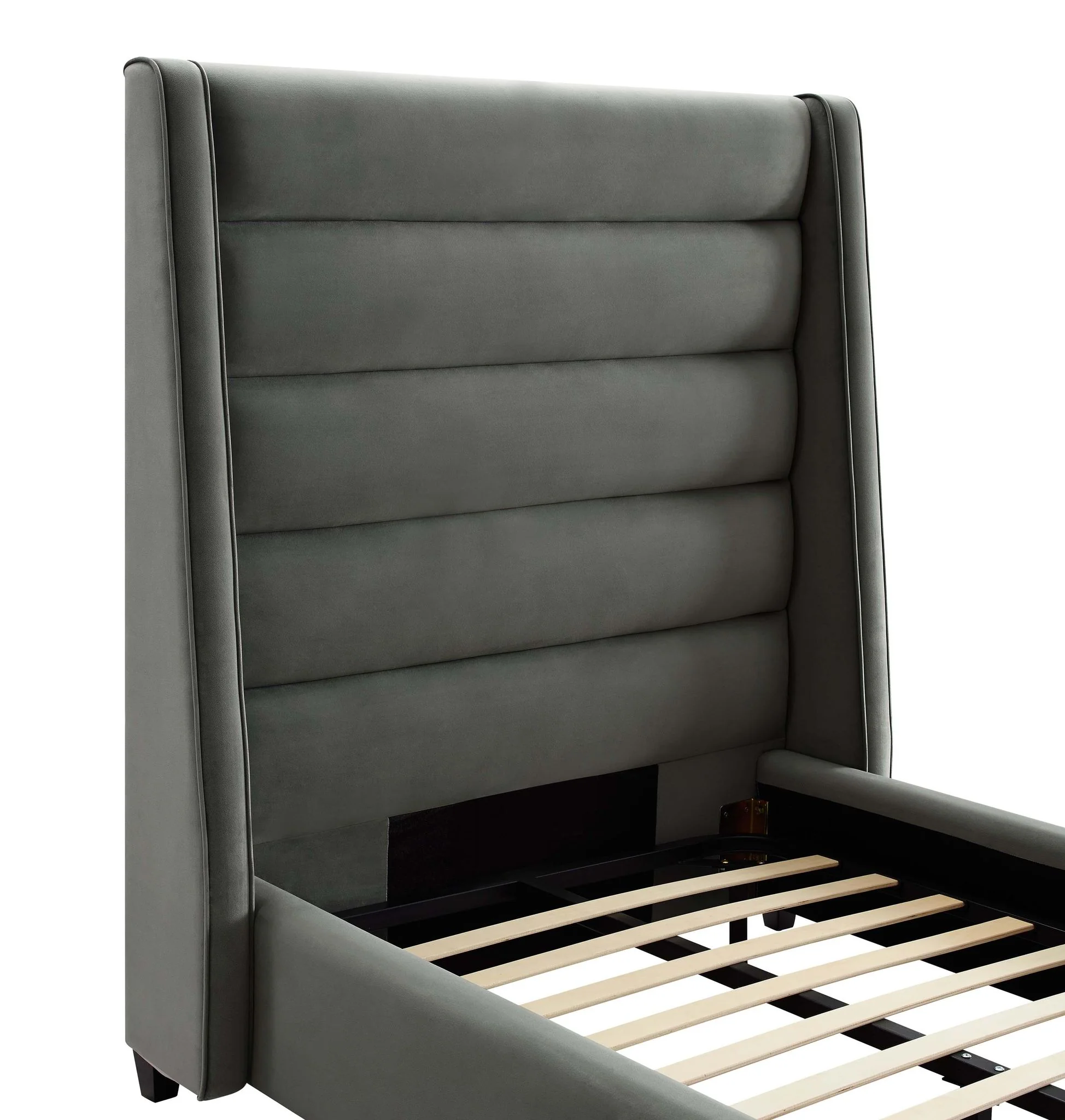 Koah Grey Velvet Bed in Twin - Image 5