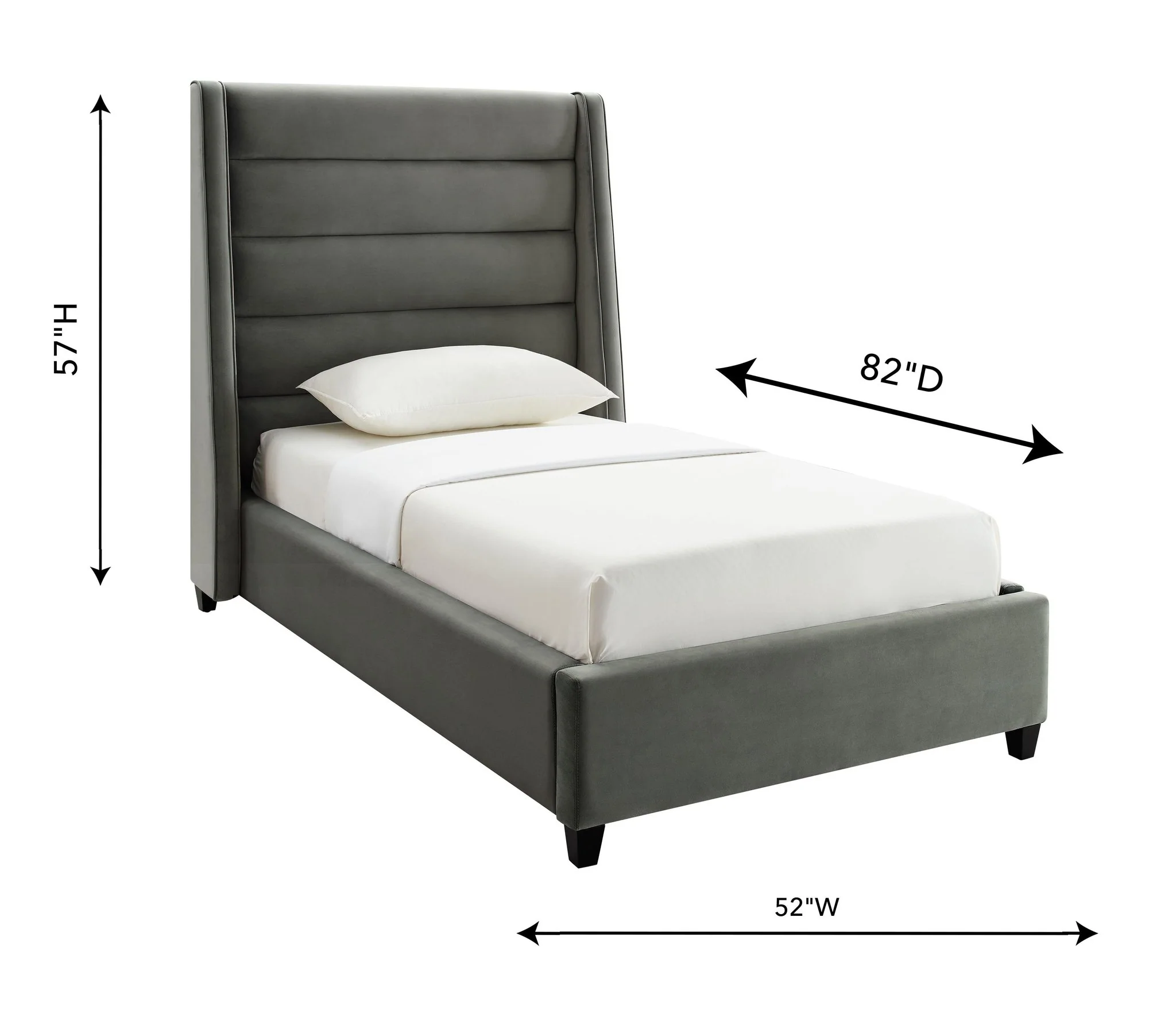 Koah Grey Velvet Bed in Twin - Image 6