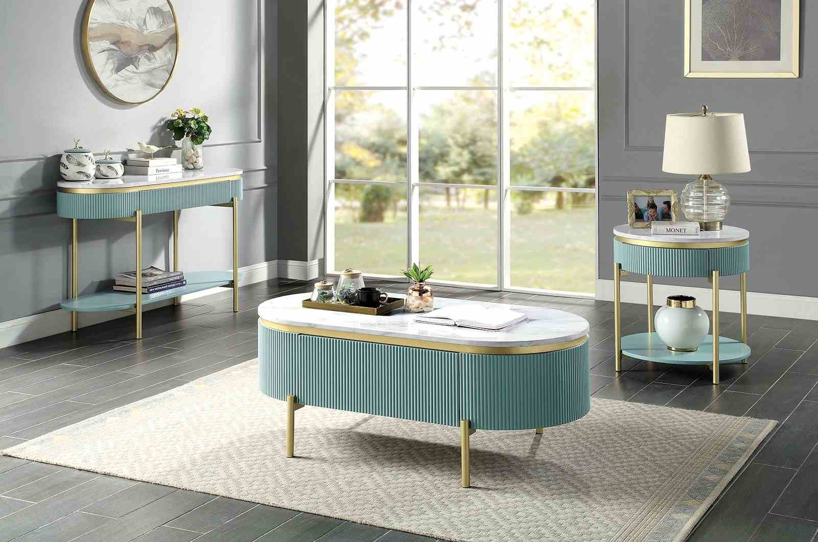 Koblenz Sofa Table, Light Teal - Image 2