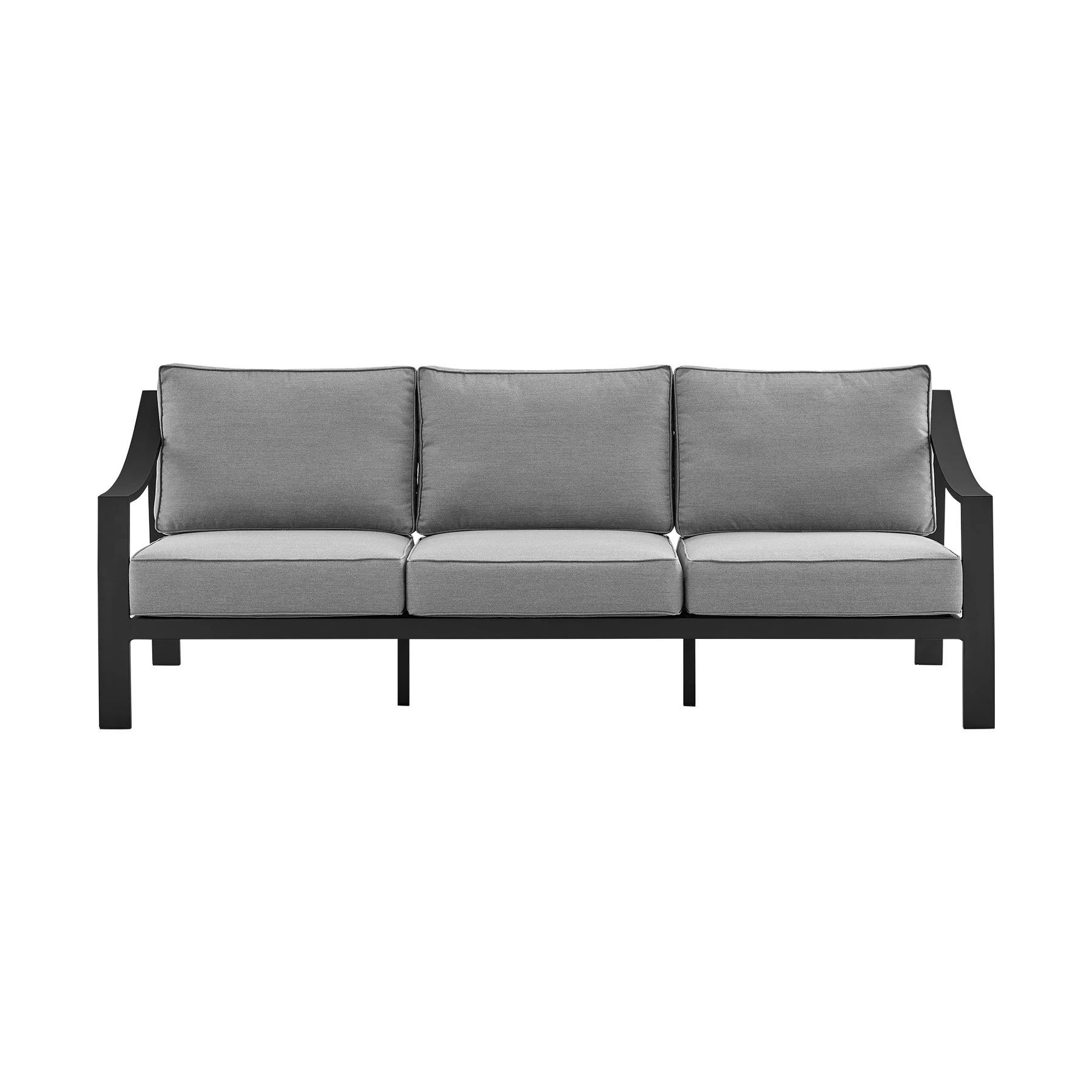 Koda 4 Piece Outdoor Patio Furniture Set in Black Aluminum with Gray Cushions - Image 2