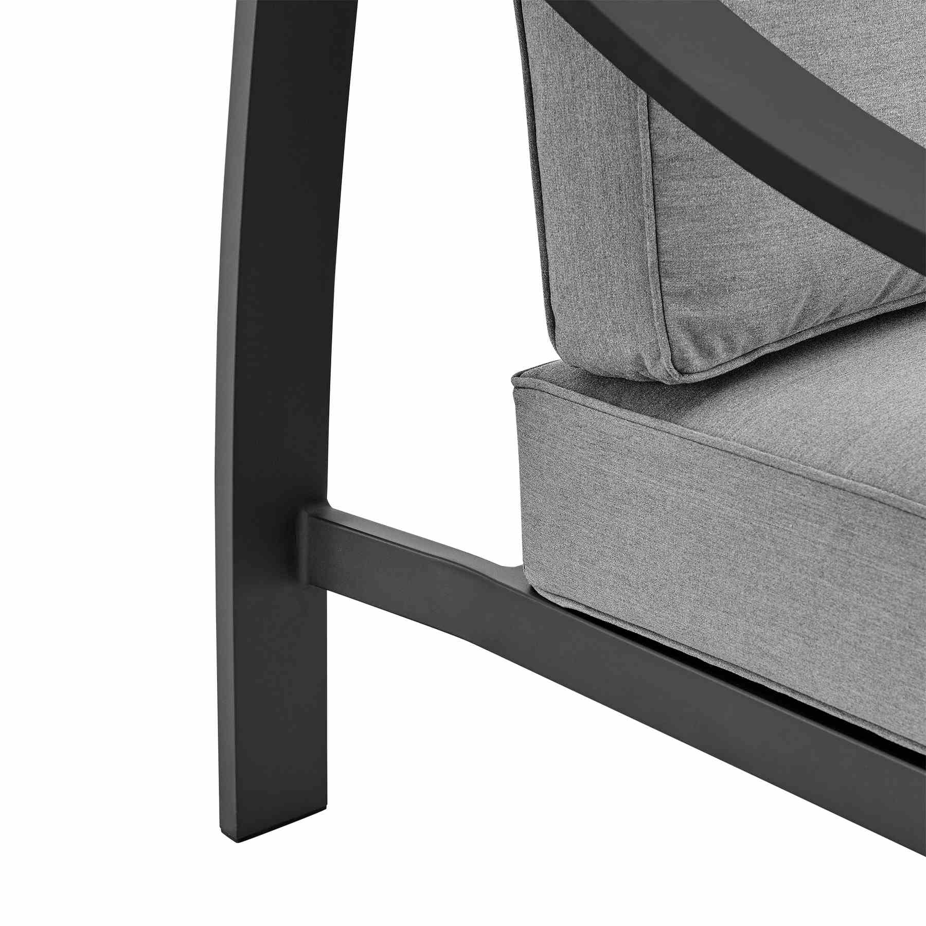 Koda 4 Piece Outdoor Patio Furniture Set in Black Aluminum with Gray Cushions - Image 9