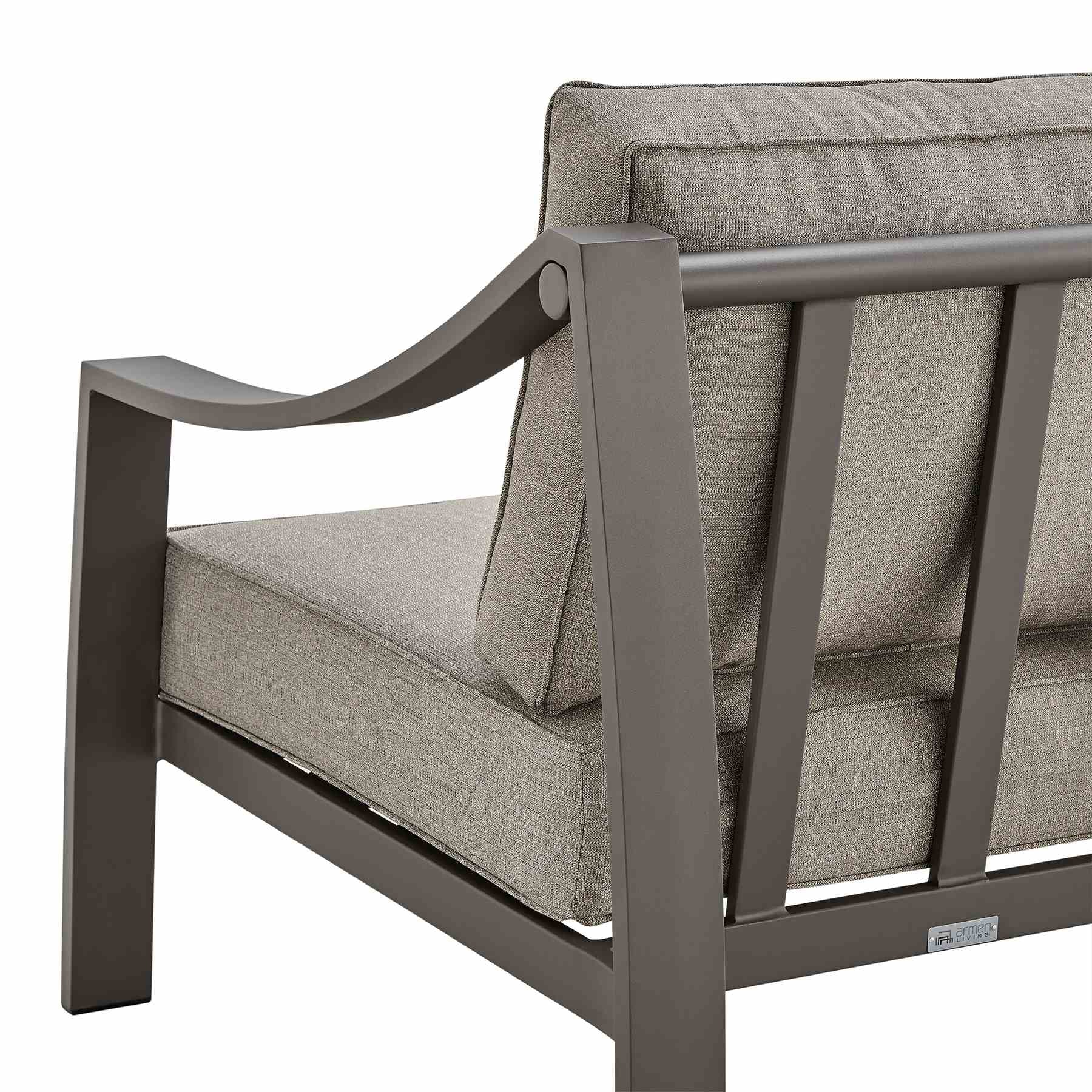 Koda 4 Piece Outdoor Patio Furniture Set in Dark Brown Aluminum with Cushions - Image 10