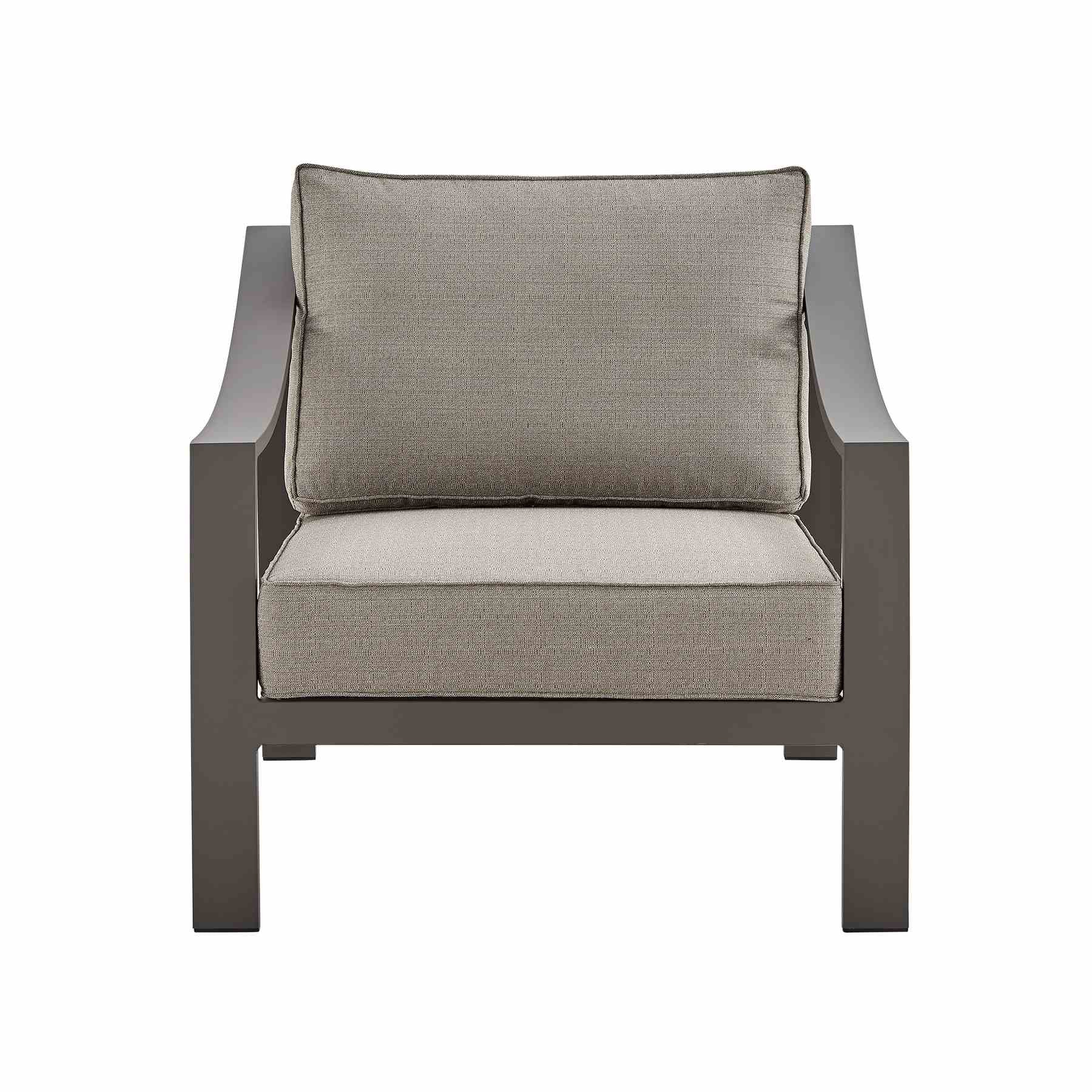 Koda 4 Piece Outdoor Patio Furniture Set in Dark Brown Aluminum with Cushions - Image 4