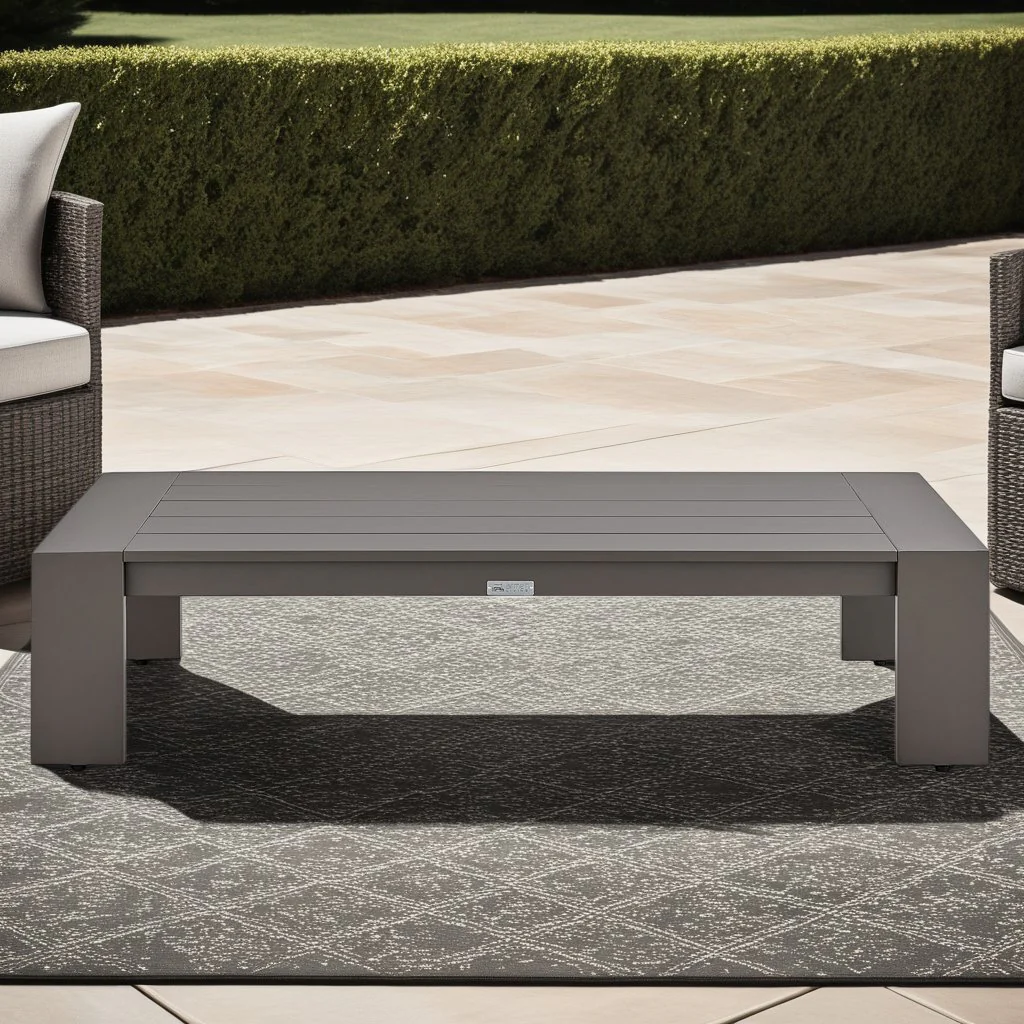 Koda Aluminum Outdoor Coffee Table in Brown - Image 6