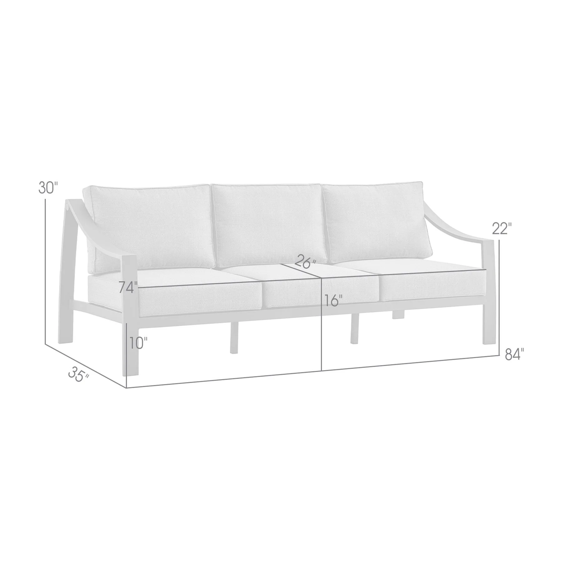 Koda Aluminum Outdoor Sofa in Brown - Image 8