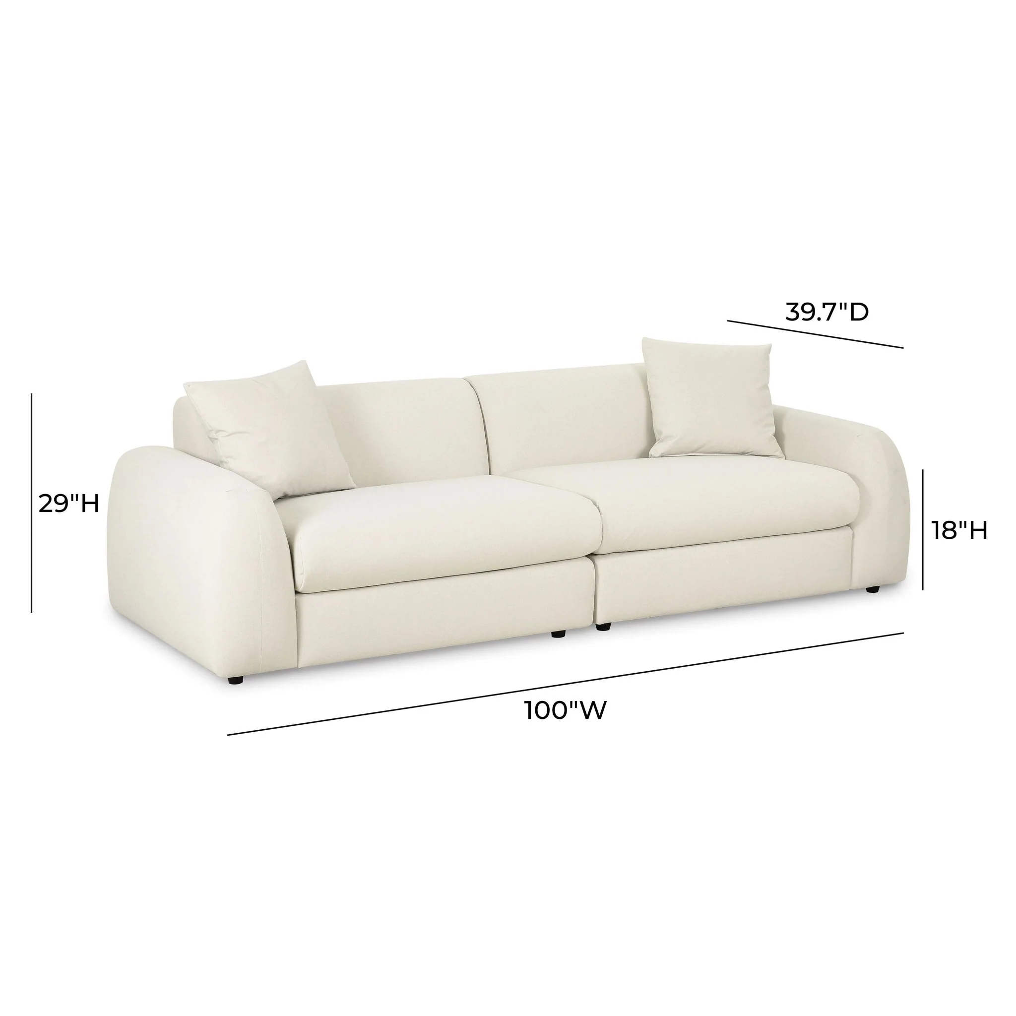 Kourtney Cream Faux Mohair 100 inch Sofa - Image 5