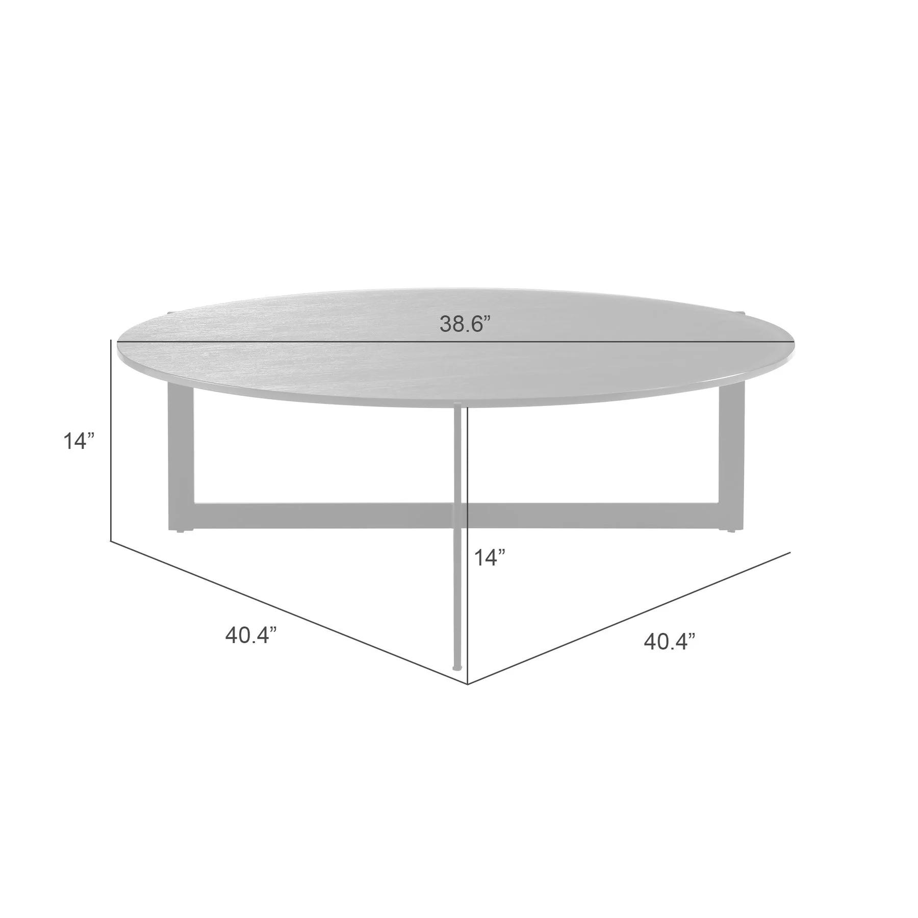 Krike Modern Industrial 40 in. Round Gray Coffee Table with Tempered Glass Top - Image 9