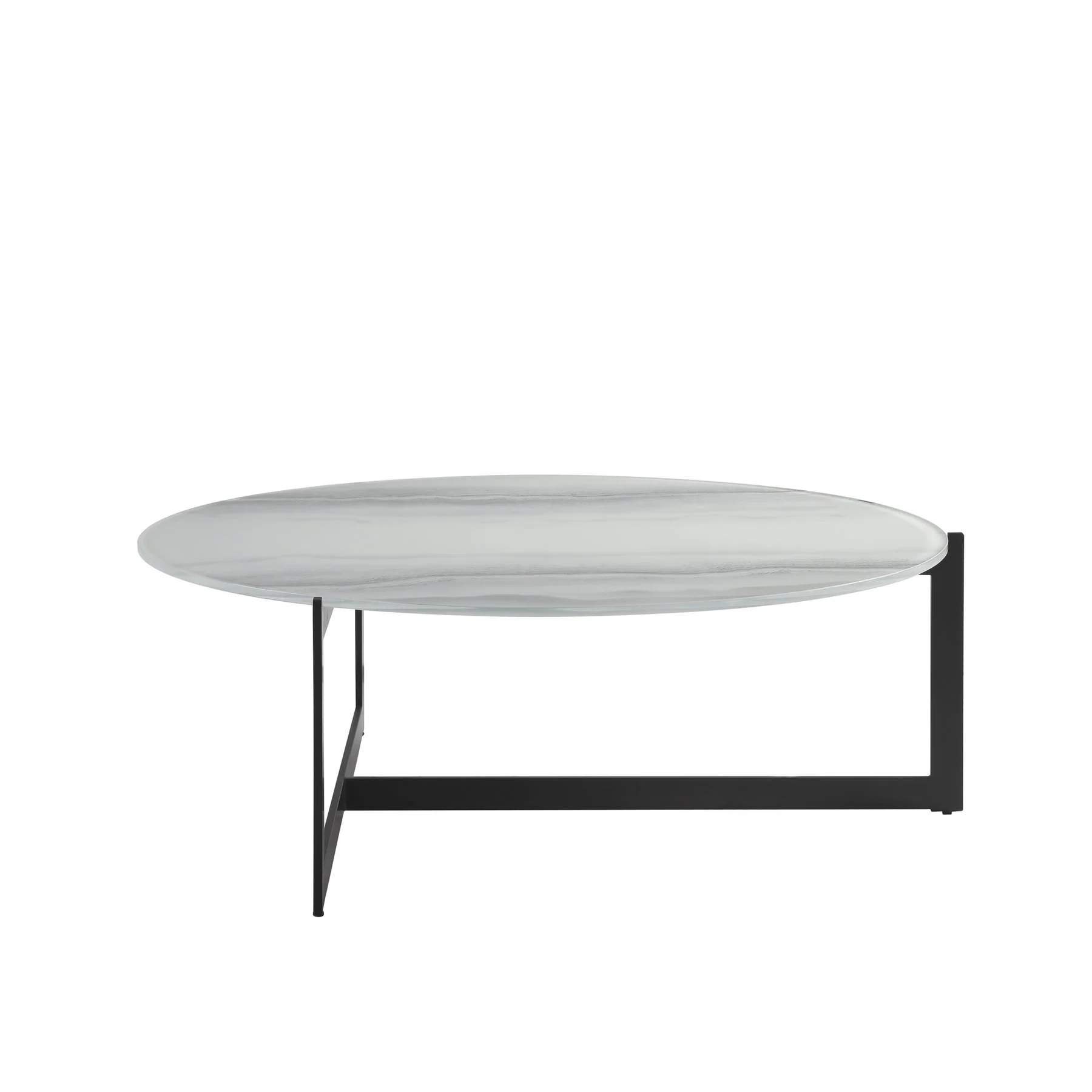 Krike Modern Industrial 40 in. Round White Coffee Table with Tempered Glass Top - Image 3