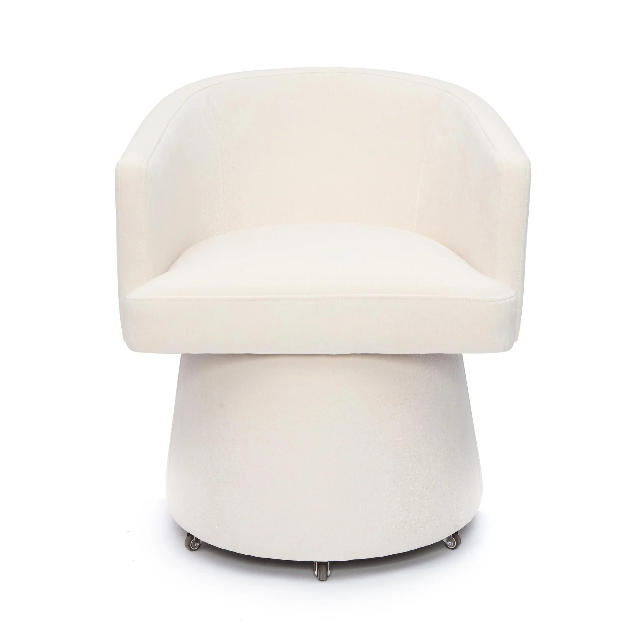 Kristen Cream Upcycled Chenille Rolling Desk Chair - Image 3