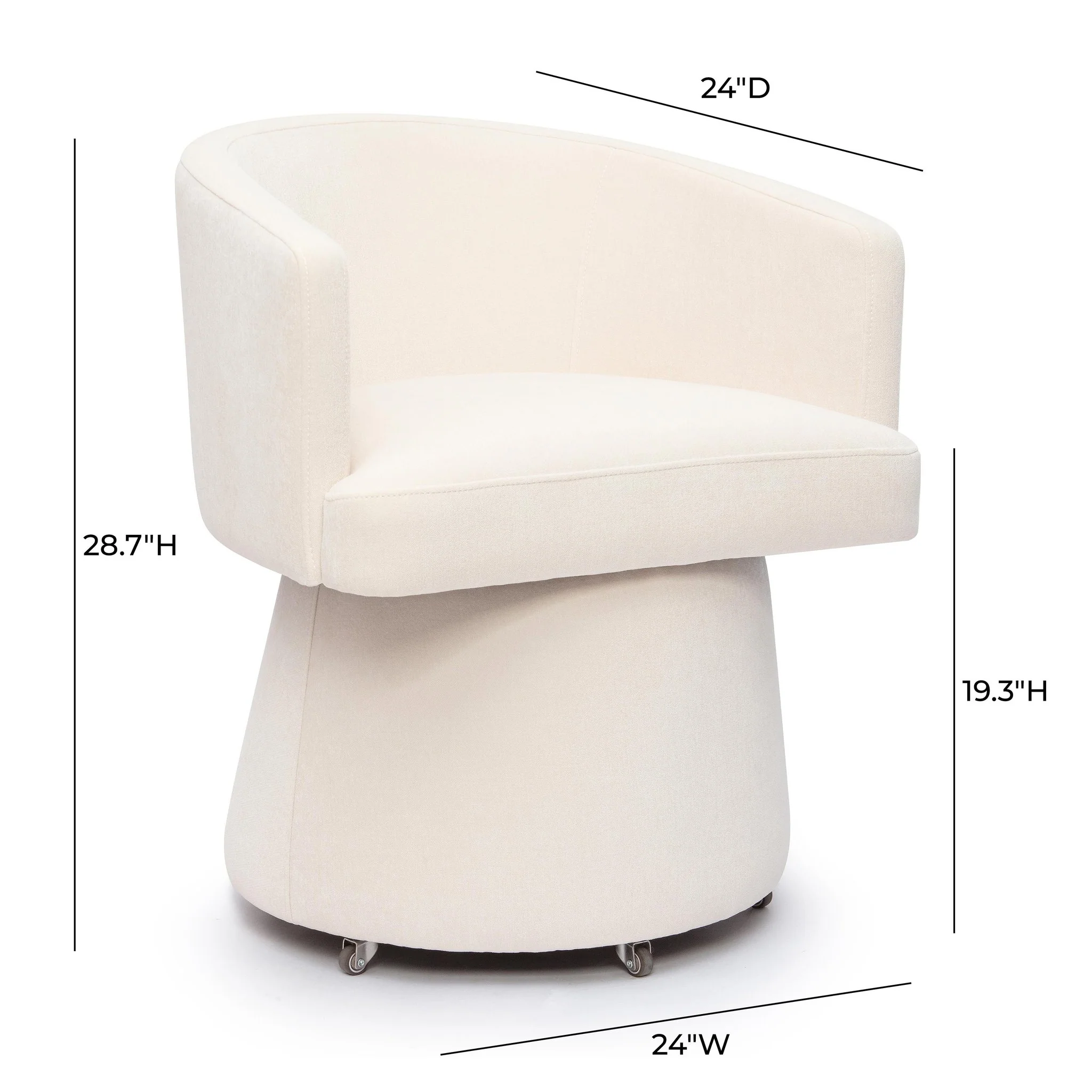 Kristen Cream Upcycled Chenille Rolling Desk Chair - Image 6