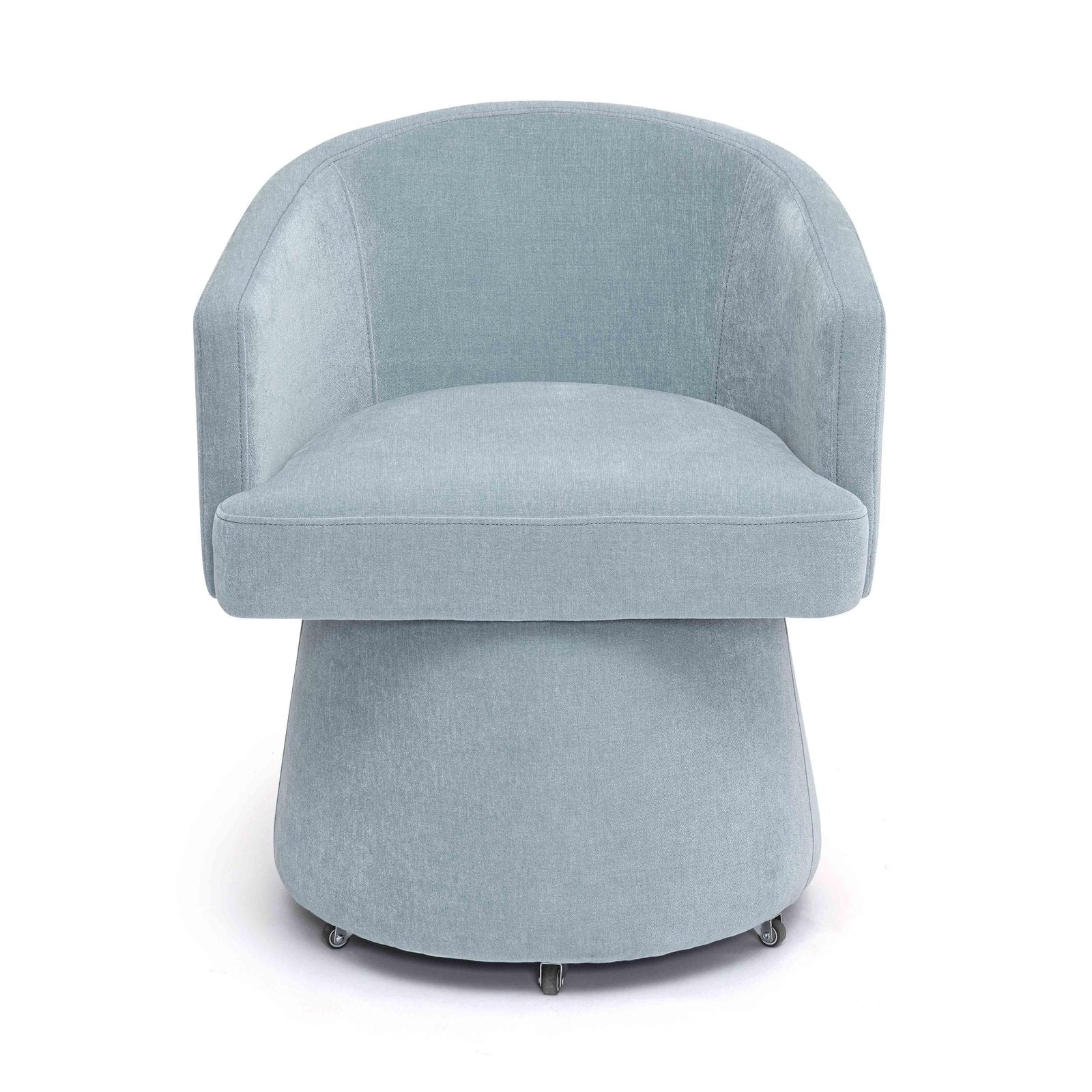 Kristen Faded Blue Upcycled Chenille Rolling Desk Chair - Image 3