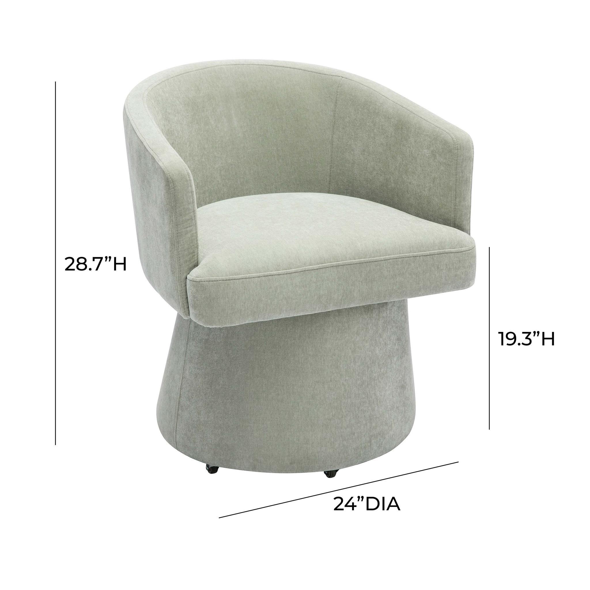 Kristen Light Green Upcycled Chenille Rolling Desk Chair - Image 7