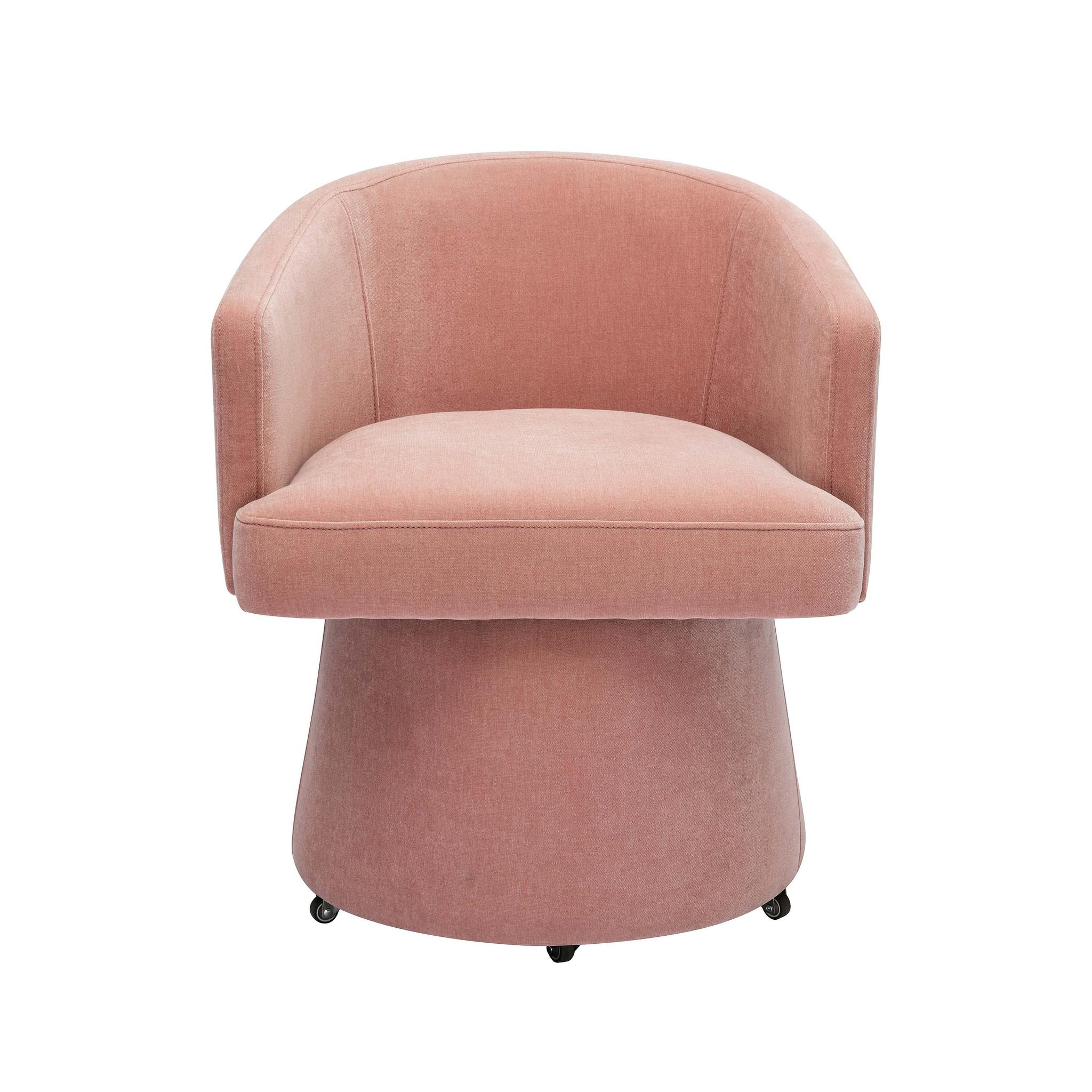 Kristen Pink Upcycled Chenille Rolling Desk Chair - Image 3