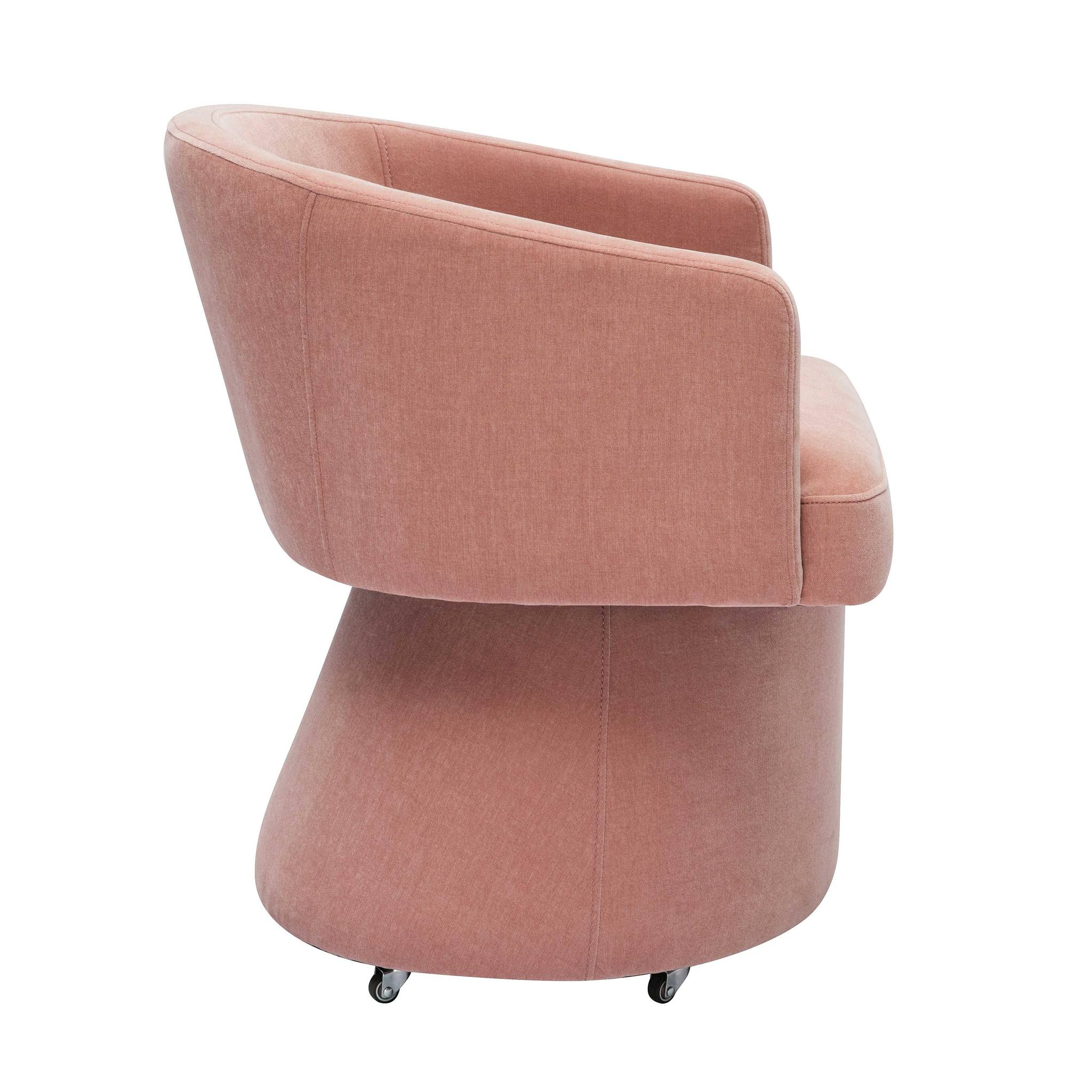 Kristen Pink Upcycled Chenille Rolling Desk Chair - Image 6