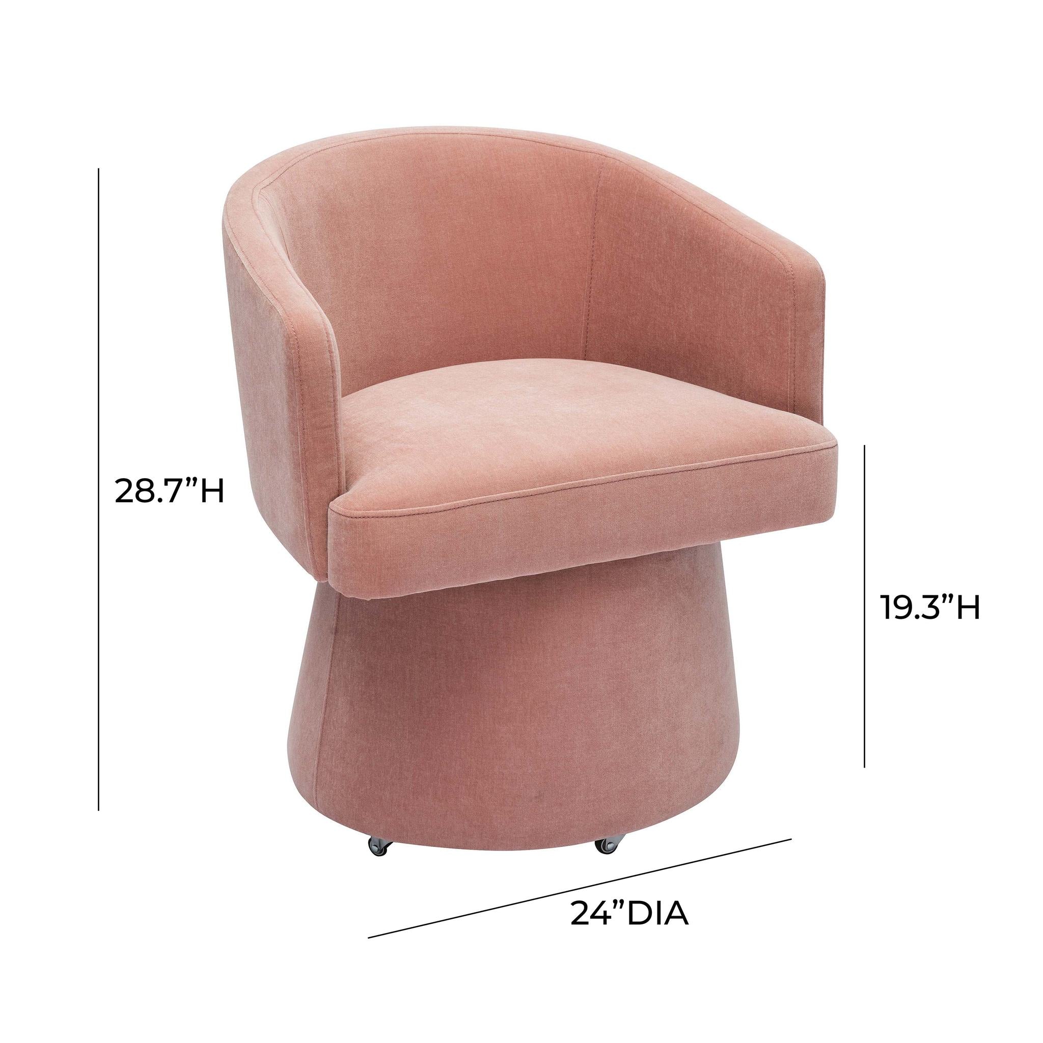 Kristen Pink Upcycled Chenille Rolling Desk Chair - Image 7