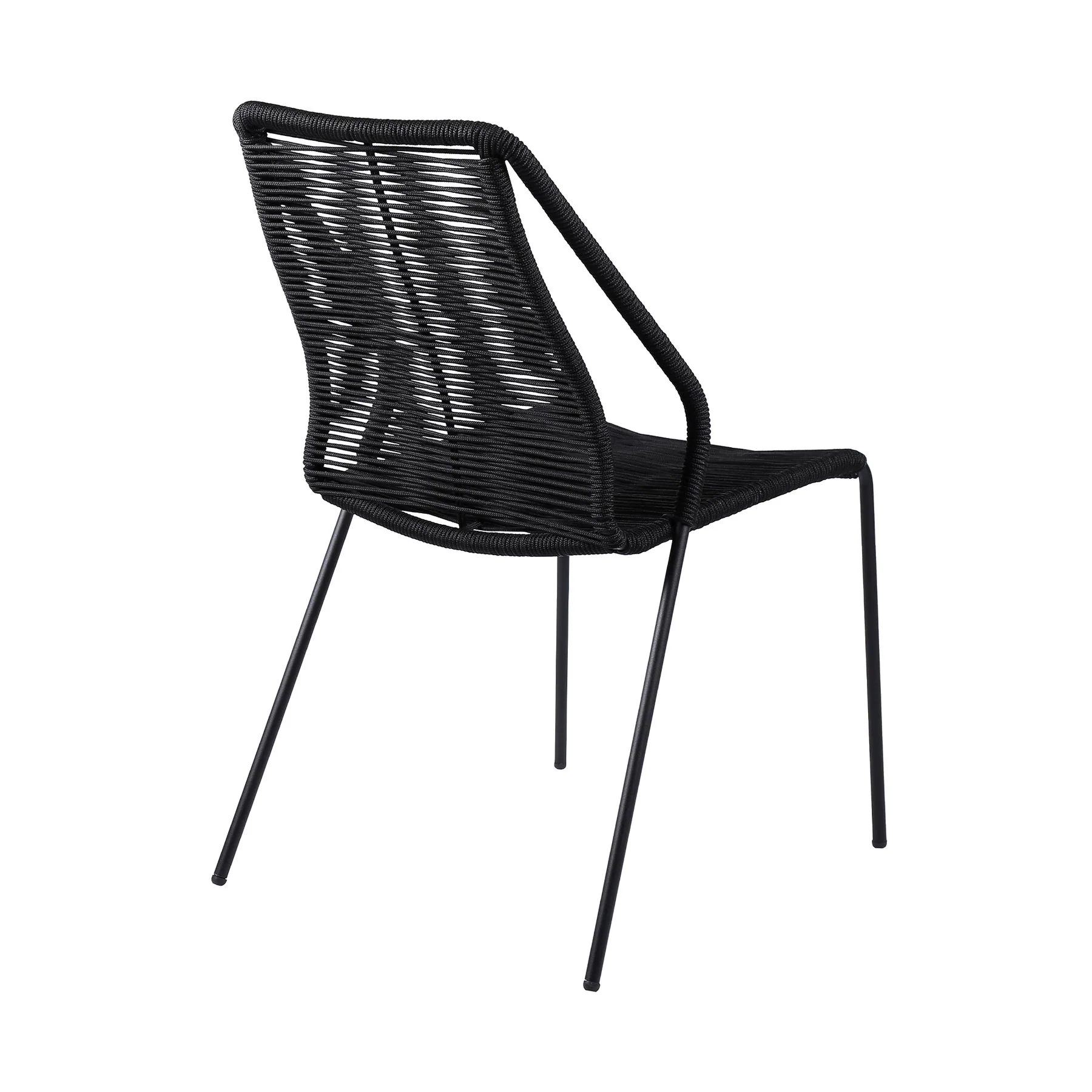 Kylie and Clip 3 Piece Outdoor Patio 36" Dining Set in Black Eucalyptus Wood and Black Rope - Image 3