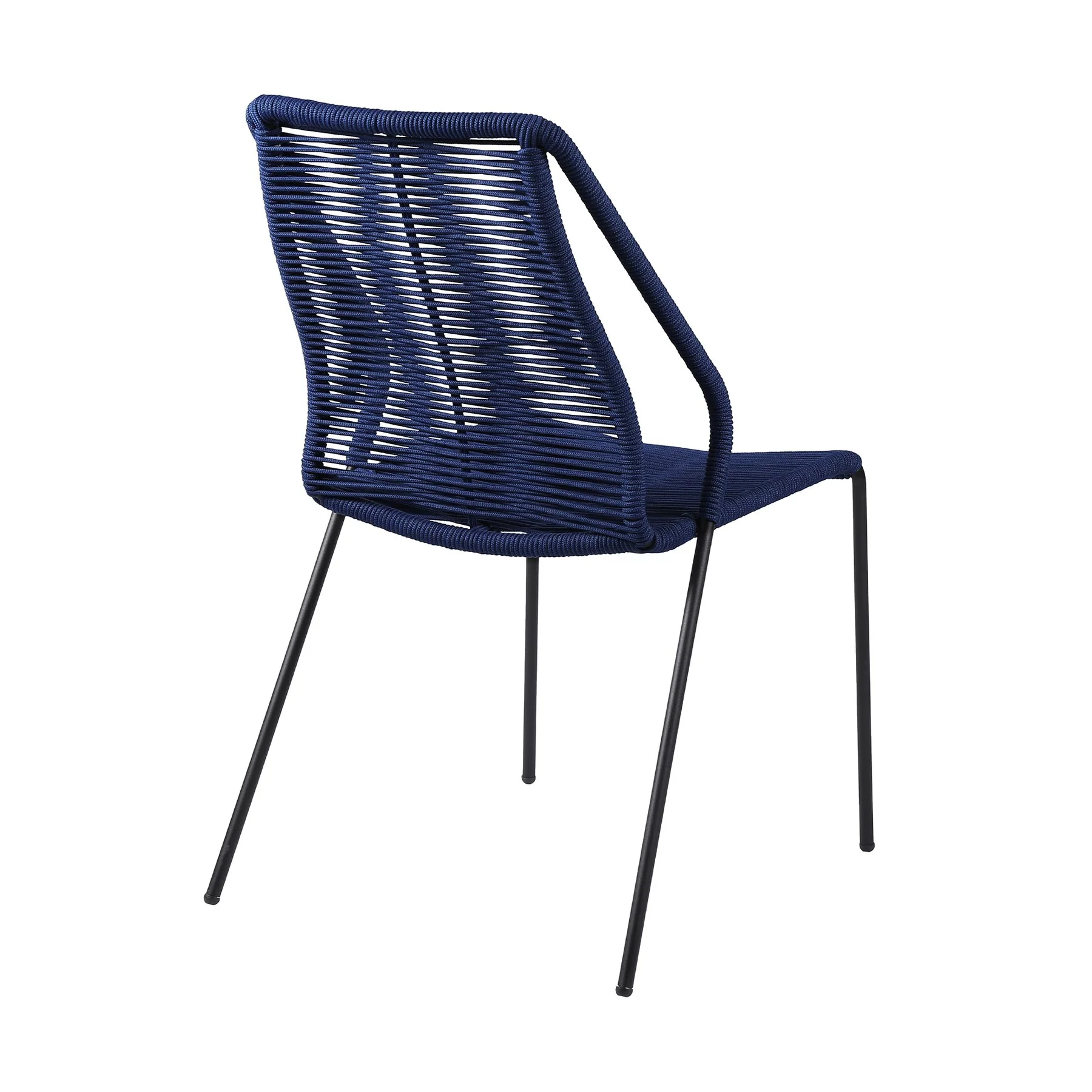 Kylie and Clip 3 Piece Outdoor Patio 36" Dining Set in Black Eucalyptus Wood and Blue Rope - Image 3
