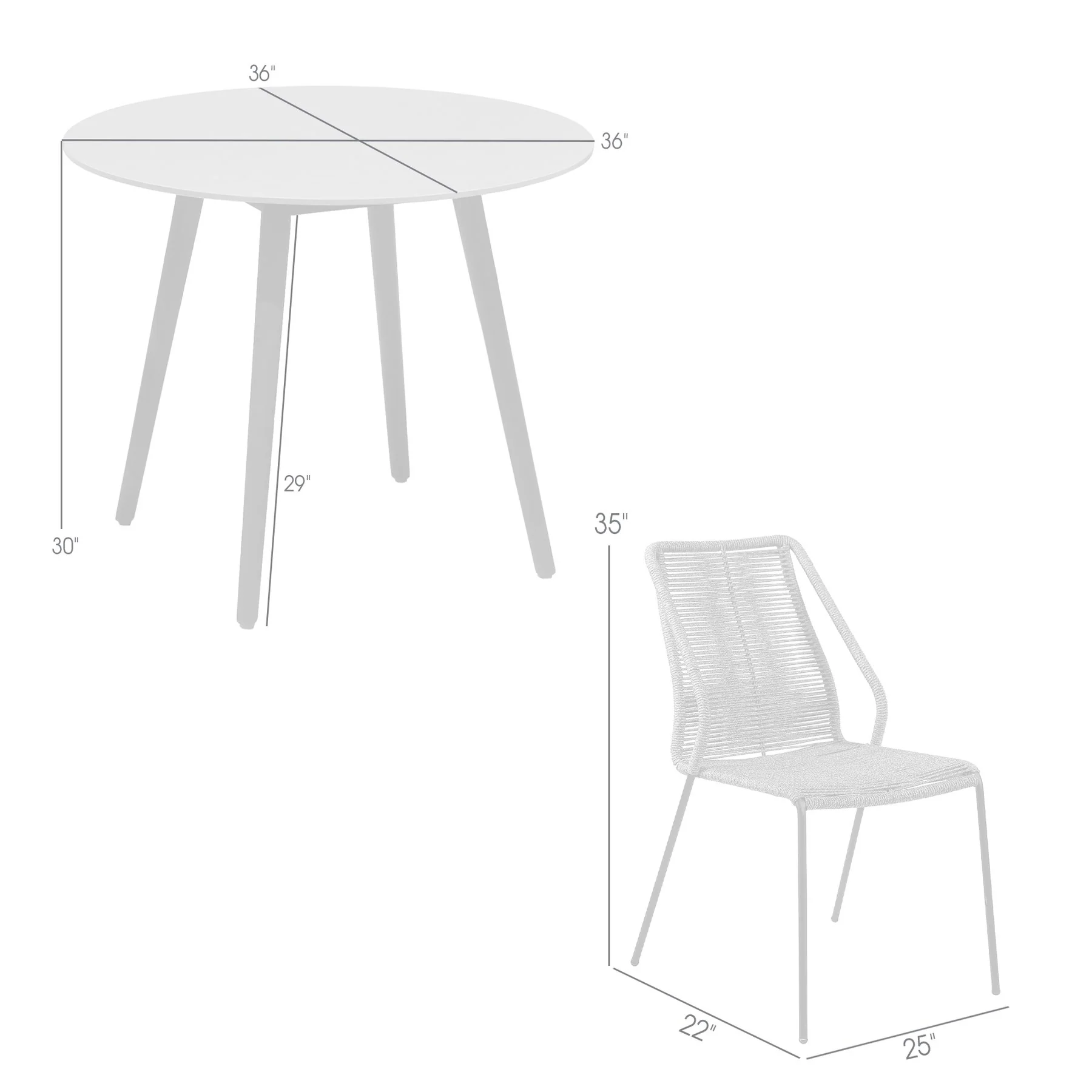 Kylie and Clip 3 Piece Outdoor Patio 36" Dining Set in Black Eucalyptus Wood and Brick Red Rope - Image 13