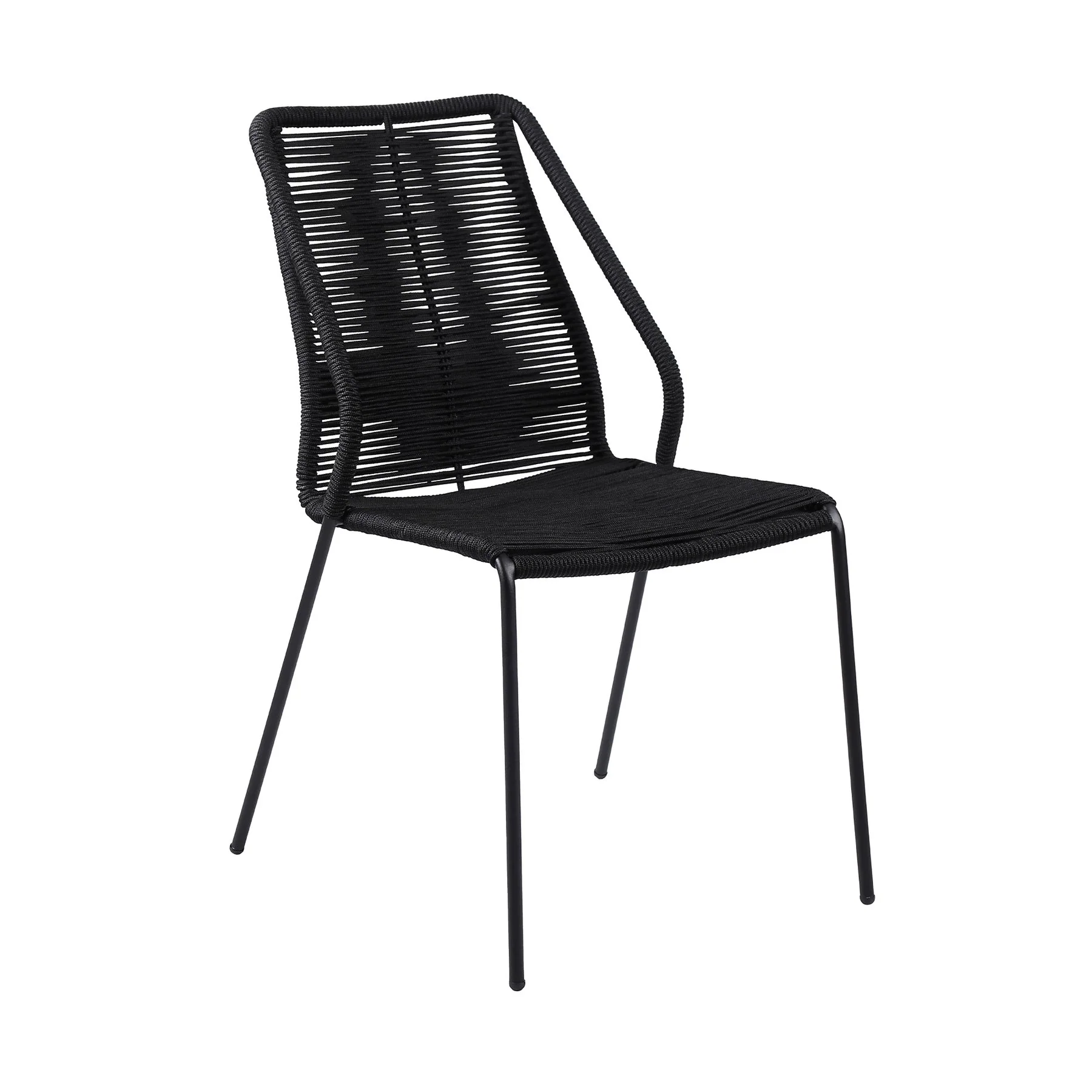 Kylie and Clip Outdoor Patio 5 Piece Dining Set in Black Rope with Black Eucalyptus Wood - Image 2