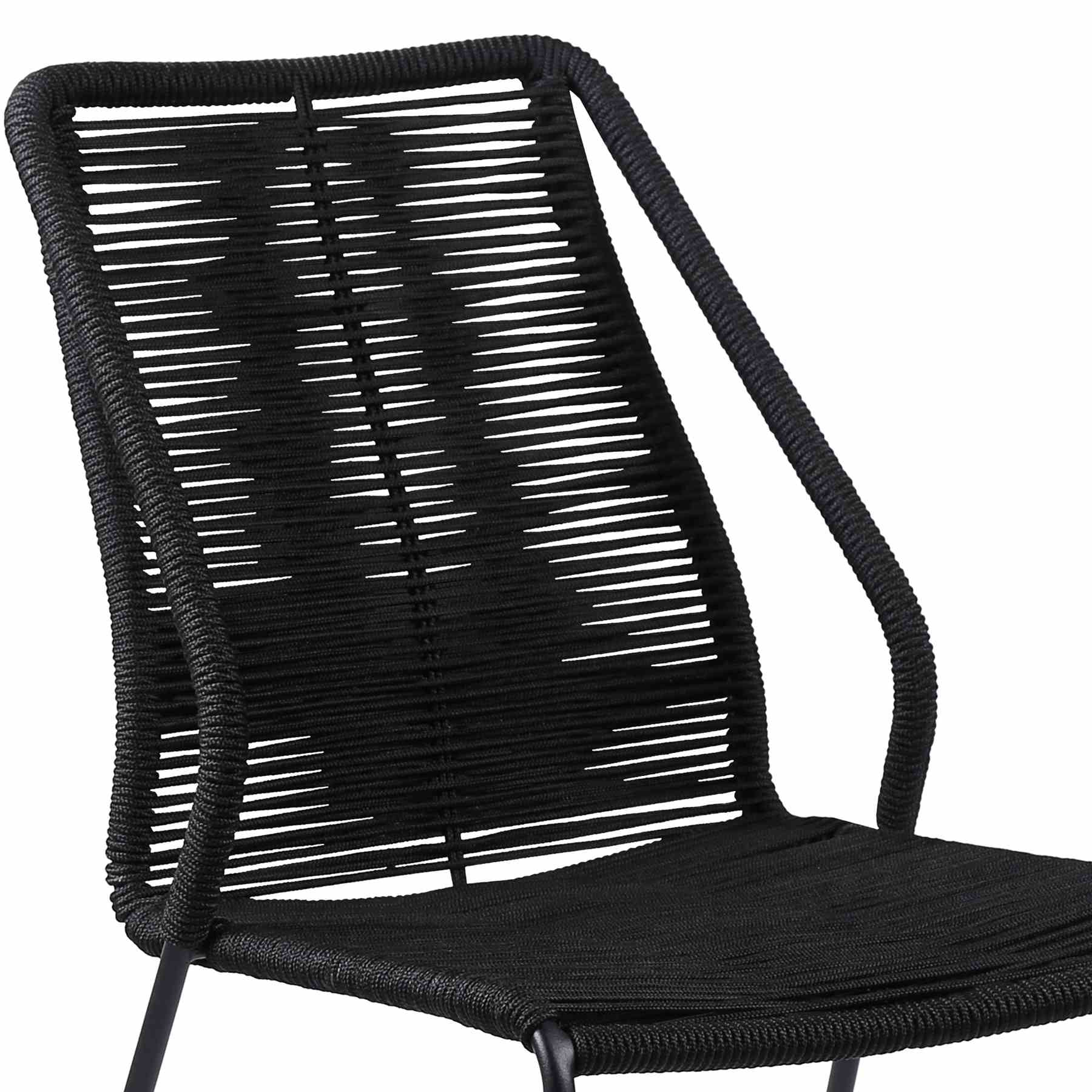 Kylie and Clip Outdoor Patio 5 Piece Dining Set in Black Rope with Black Eucalyptus Wood - Image 6