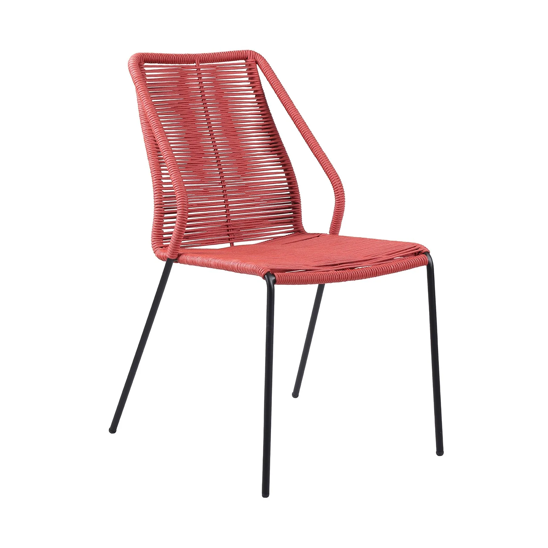 Kylie and Clip Outdoor Patio 5 Piece Dining Set in Brick Red Rope with Black Eucalyptus Wood - Image 2