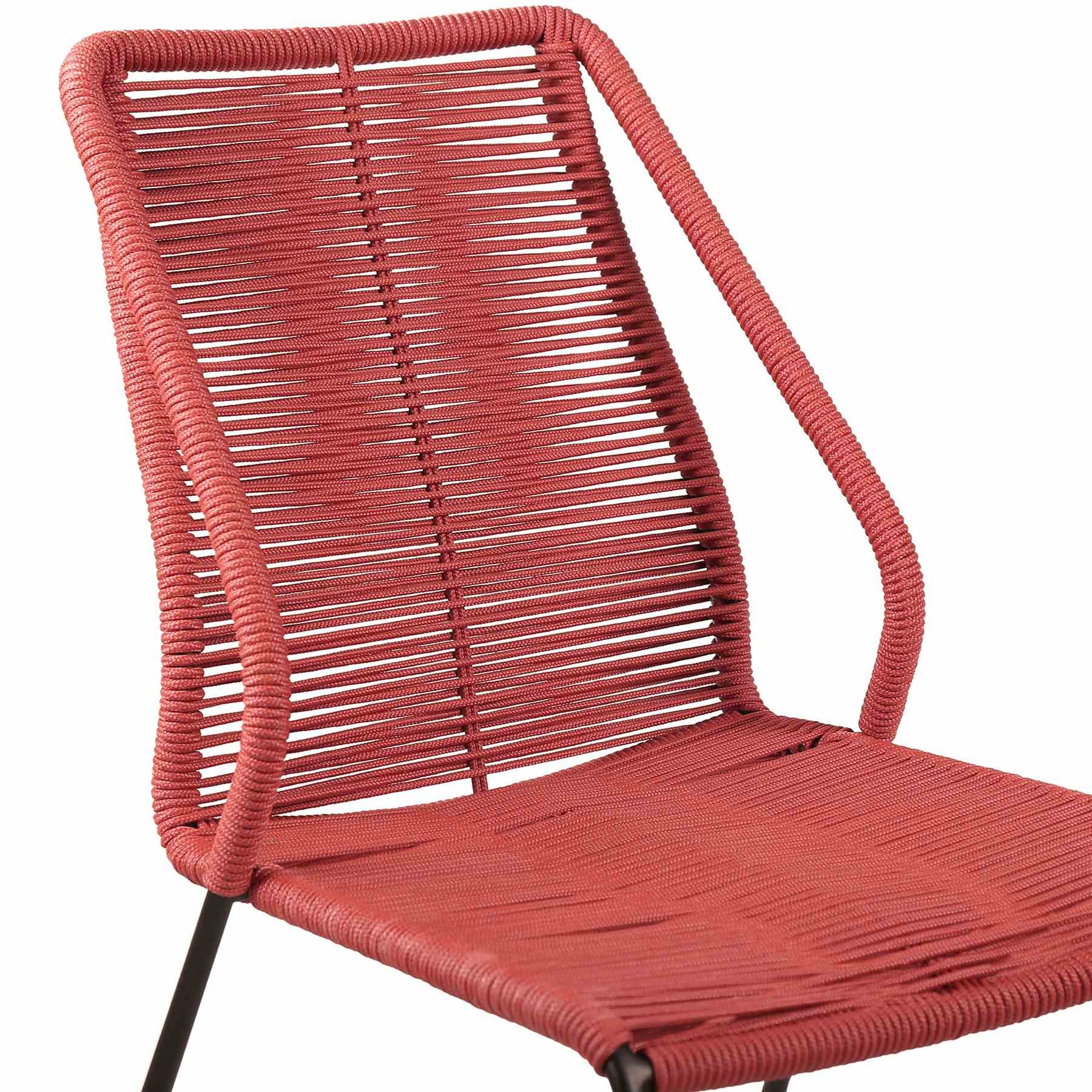 Kylie and Clip Outdoor Patio 5 Piece Dining Set in Brick Red Rope with Black Eucalyptus Wood - Image 6