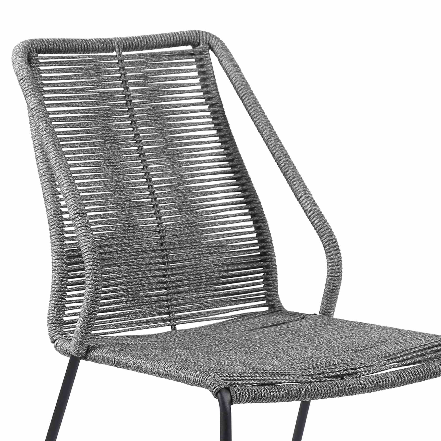 Kylie and Clip Outdoor Patio 5 Piece Dining Set in Gray Rope with Black Eucalyptus Wood - Image 6