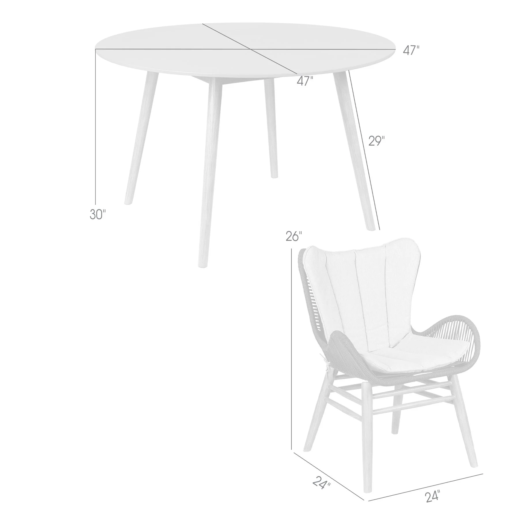 Kylie and Mateo 5 Piece Outdoor Patio Dining Set in Light Eucalyptus Wood with Charcoal Rope and Gray Cushions - Image 12