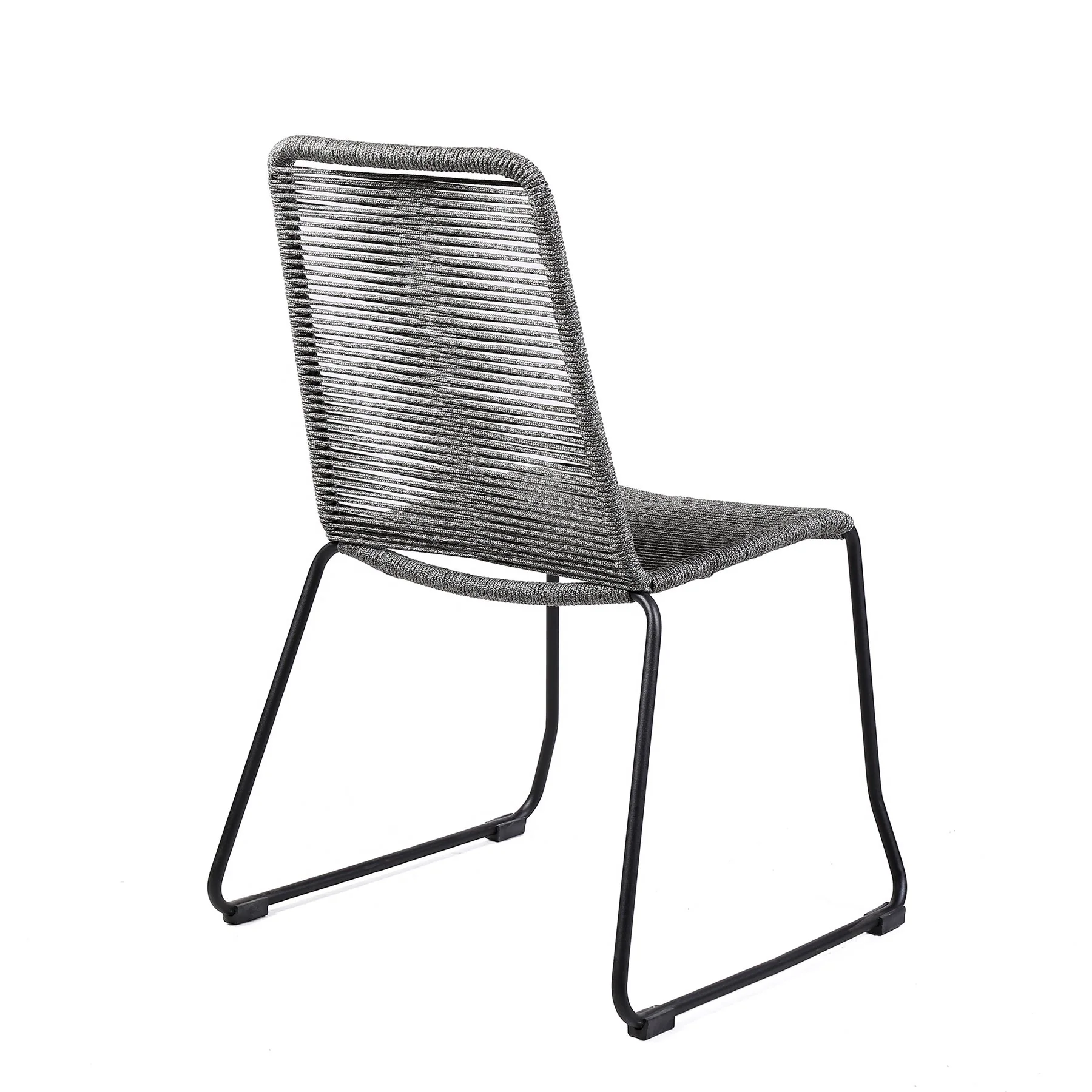 Kylie and Shasta 3 Piece Outdoor Patio 36" Dining Set in Black Eucalyptus Wood and Gray Rope - Image 3