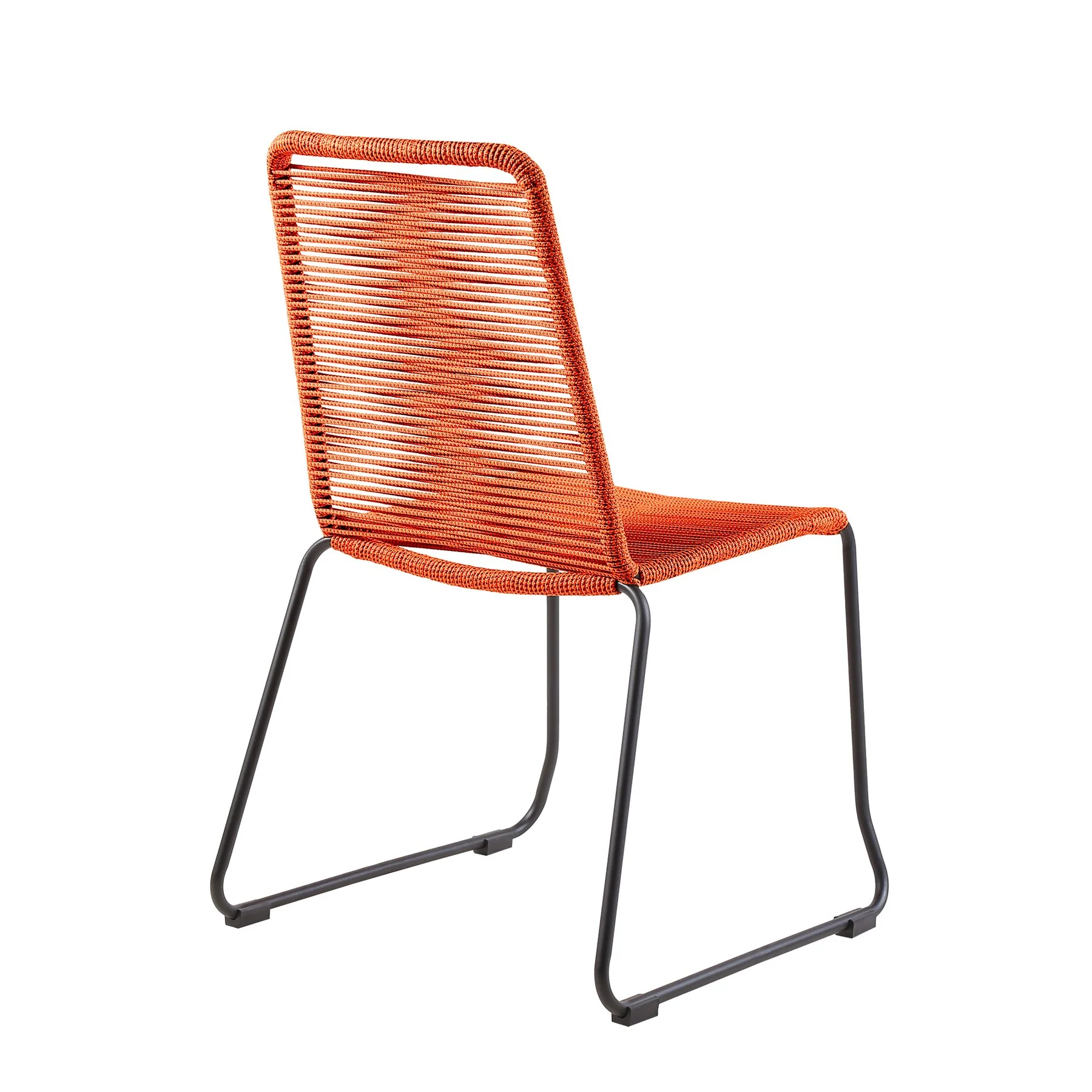 Kylie and Shasta 3 Piece Outdoor Patio 36" Dining Set in Black Eucalyptus Wood and Tangerine Rope - Image 3