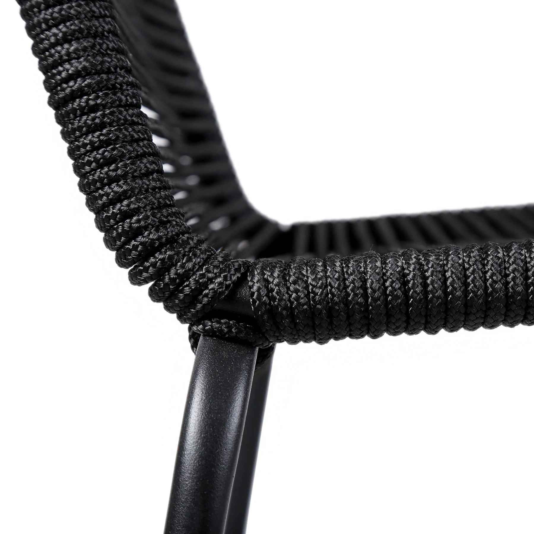 Kylie and Shasta 5 Piece Patio Outdoor Dining Set in Black Rope with Black Eucalyptus Wood - Image 6