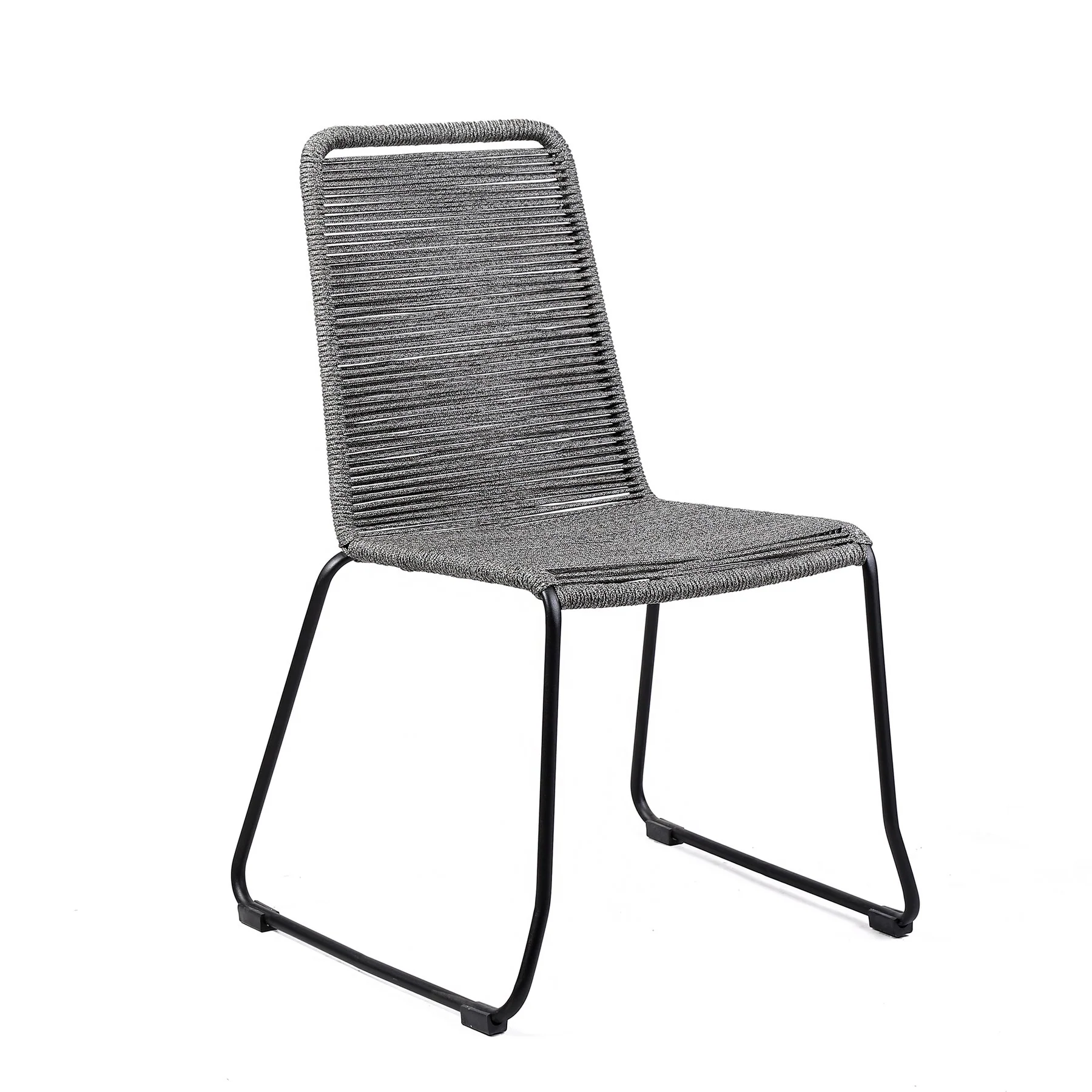 Kylie and Shasta 5 Piece Patio Outdoor Dining Set in Gray Rope with Black Eucalyptus Wood - Image 2