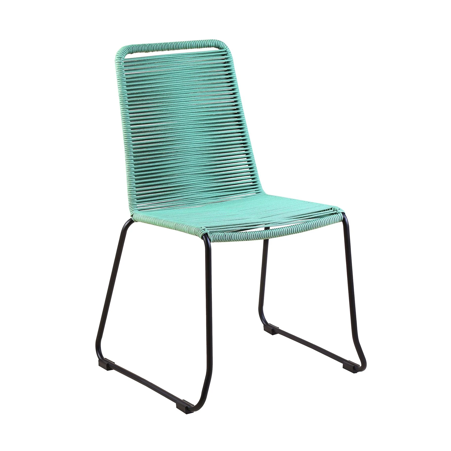 Kylie and Shasta 5 Piece Patio Outdoor Dining Set in Wasabi Rope with Black Eucalyptus Wood - Image 2