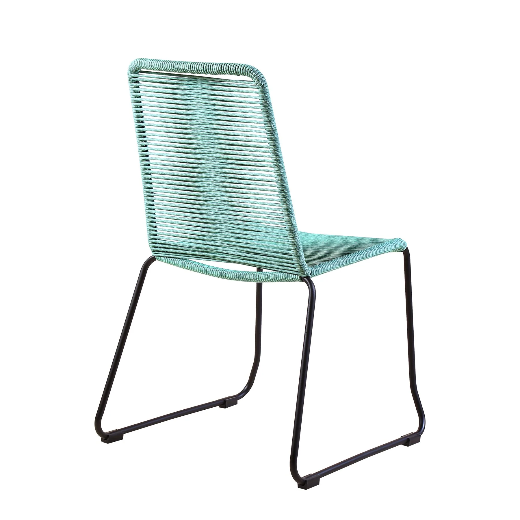 Kylie and Shasta 5 Piece Patio Outdoor Dining Set in Wasabi Rope with Black Eucalyptus Wood - Image 3