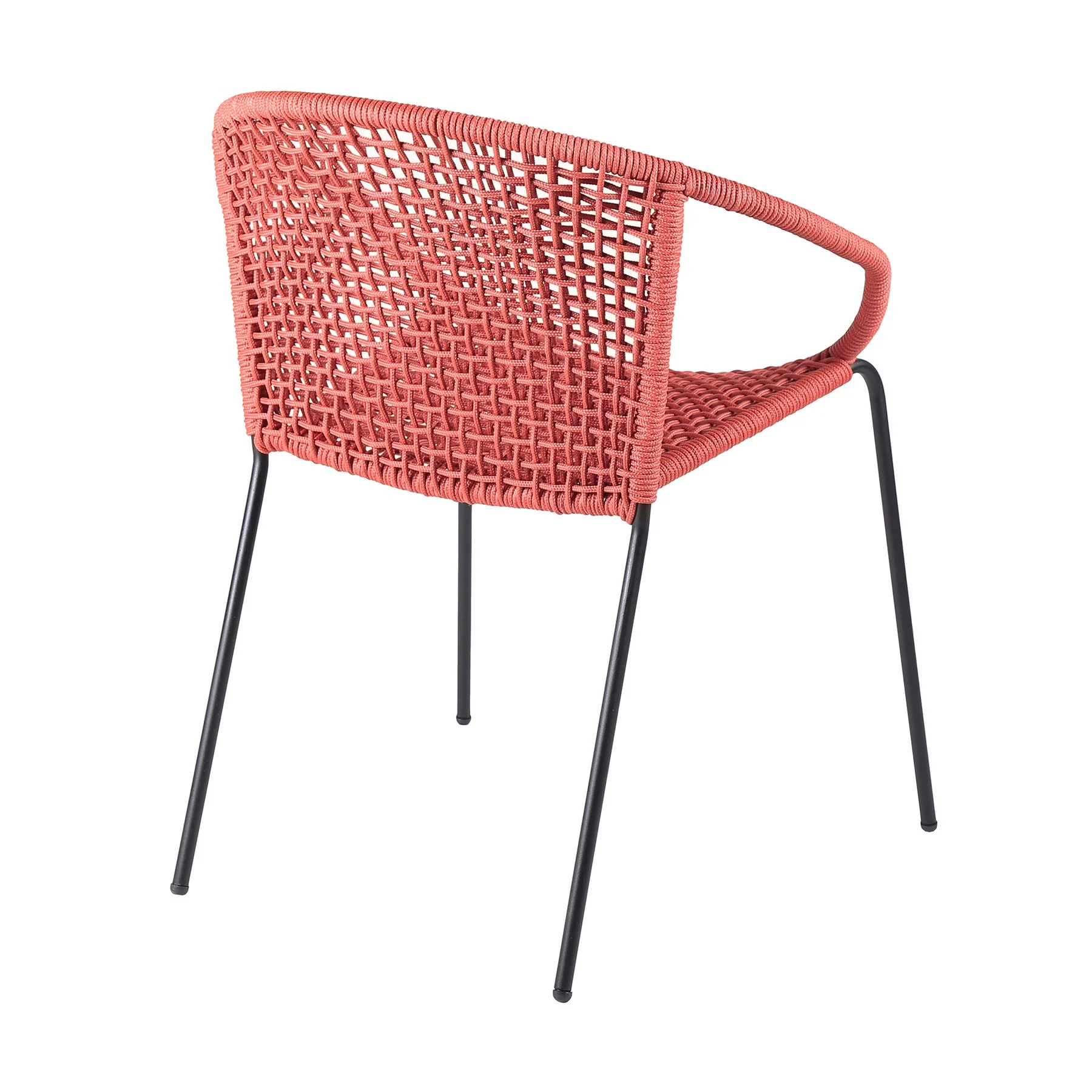 Kylie and Snack 3 Piece Outdoor Patio 36" Dining Set in Black Eucalyptus Wood and Brick Red Rope - Image 3