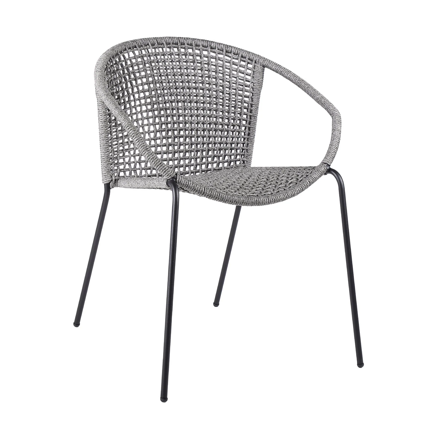 Kylie and Snack 3 Piece Outdoor Patio 36" Dining Set in Black Eucalyptus Wood and Gray Rope - Image 2